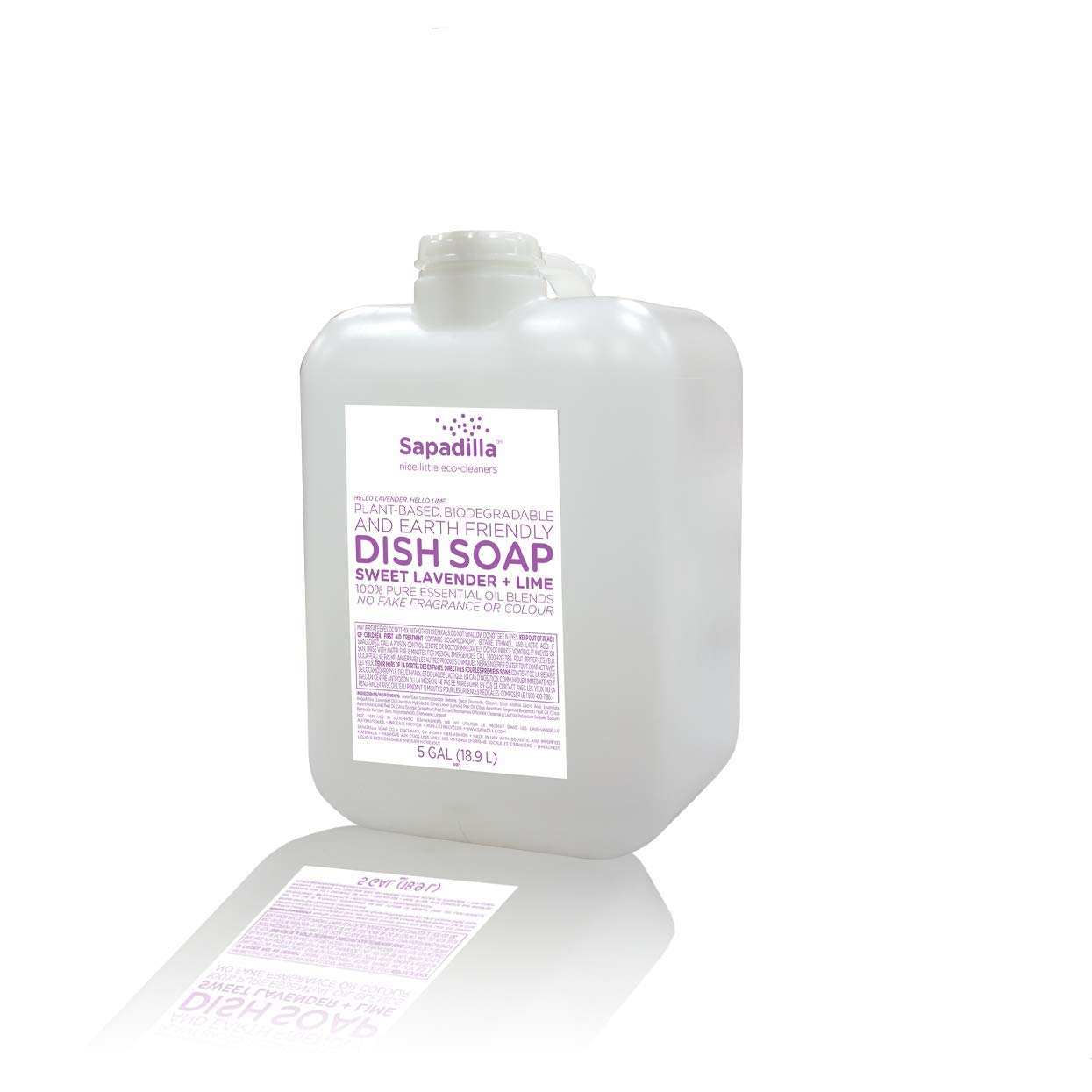 **Eco-Friendly Biodegradable Liquid Dish Soap - Sapadilla Sweet Lavender & Lime Scent, 5 Gallon Bulk Refill for Commercial & Home Use | Perfect for Restaurants, Catering, and Large Households**