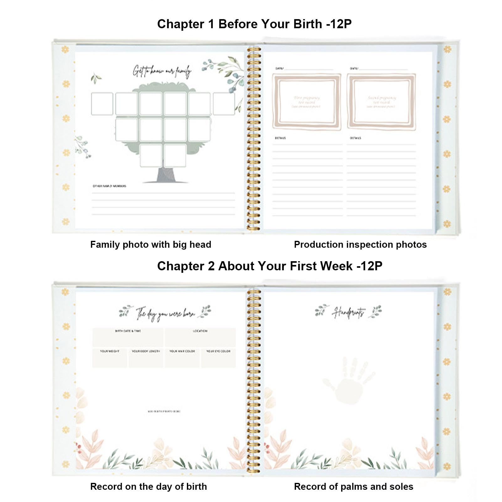 Baby Memory Book - First Year Milestone Journal & Scrapbook for Newborns | Capture Baby's Growth & Special Moments | Perfect Gift for Expecting Moms & New Parents | Baby Shower, Christening & 1st Birthday Keepsake