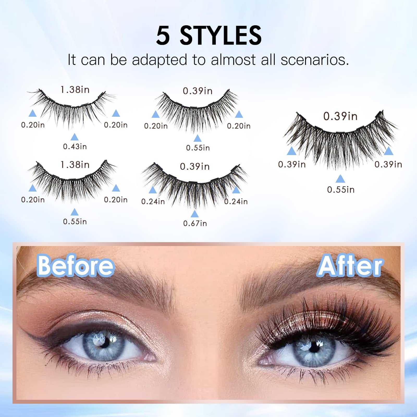 Waterproof 3D Magnetic Eyelashes with Eyeliner Kit - Natural Looking False Lashes for Dramatic Volume - Perfect for Weddings, Parties & Special Occasions