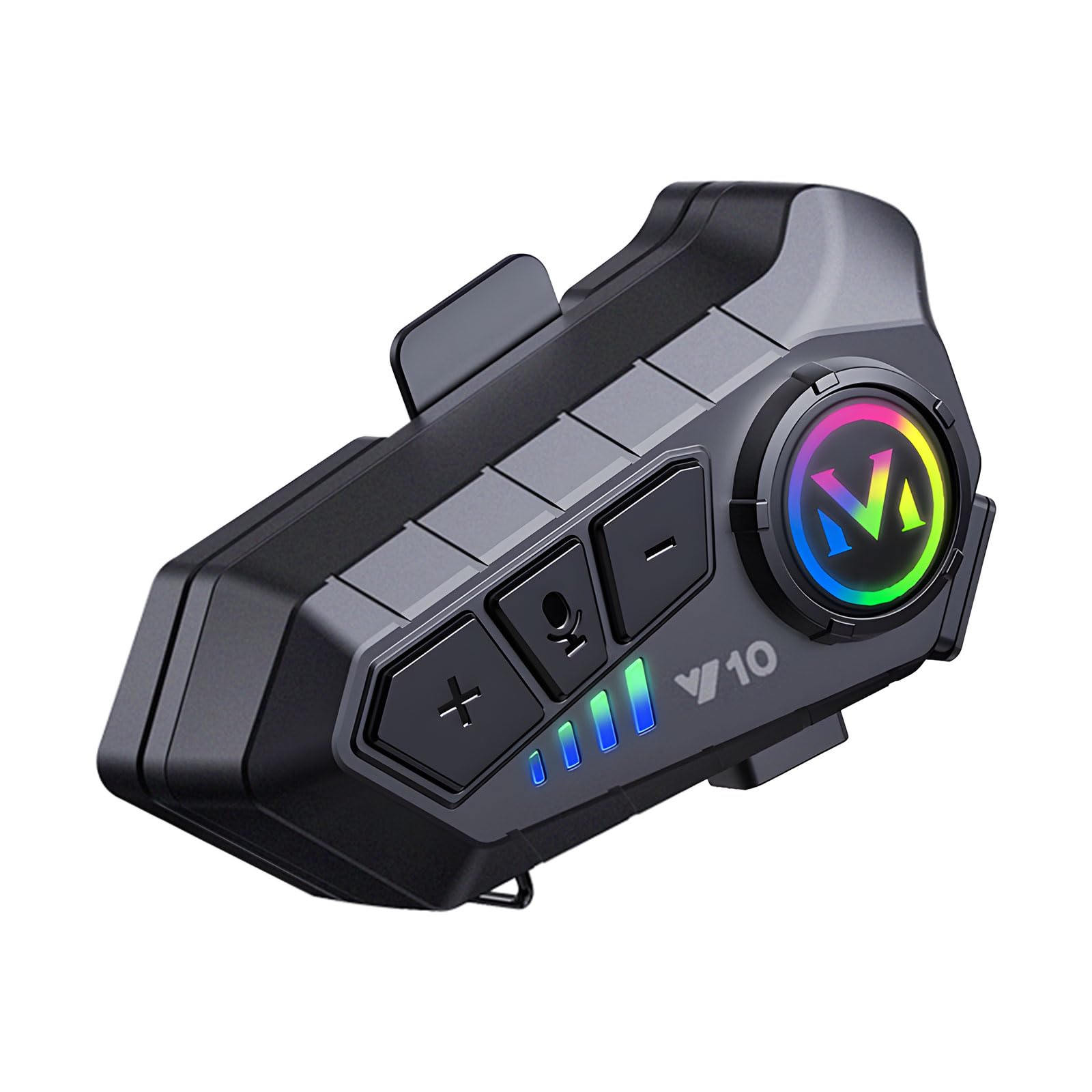 Y10 Motorcycle Helmet Bluetooth Headset - Bluetooth 5.3 Wireless Headphones with Smart Noise Cancellation, HiFi Sound Quality & IPX6 Waterproof - Dual Mic System for All Helmets - Perfect for Long Rides, Group Communication & GPS Navigation