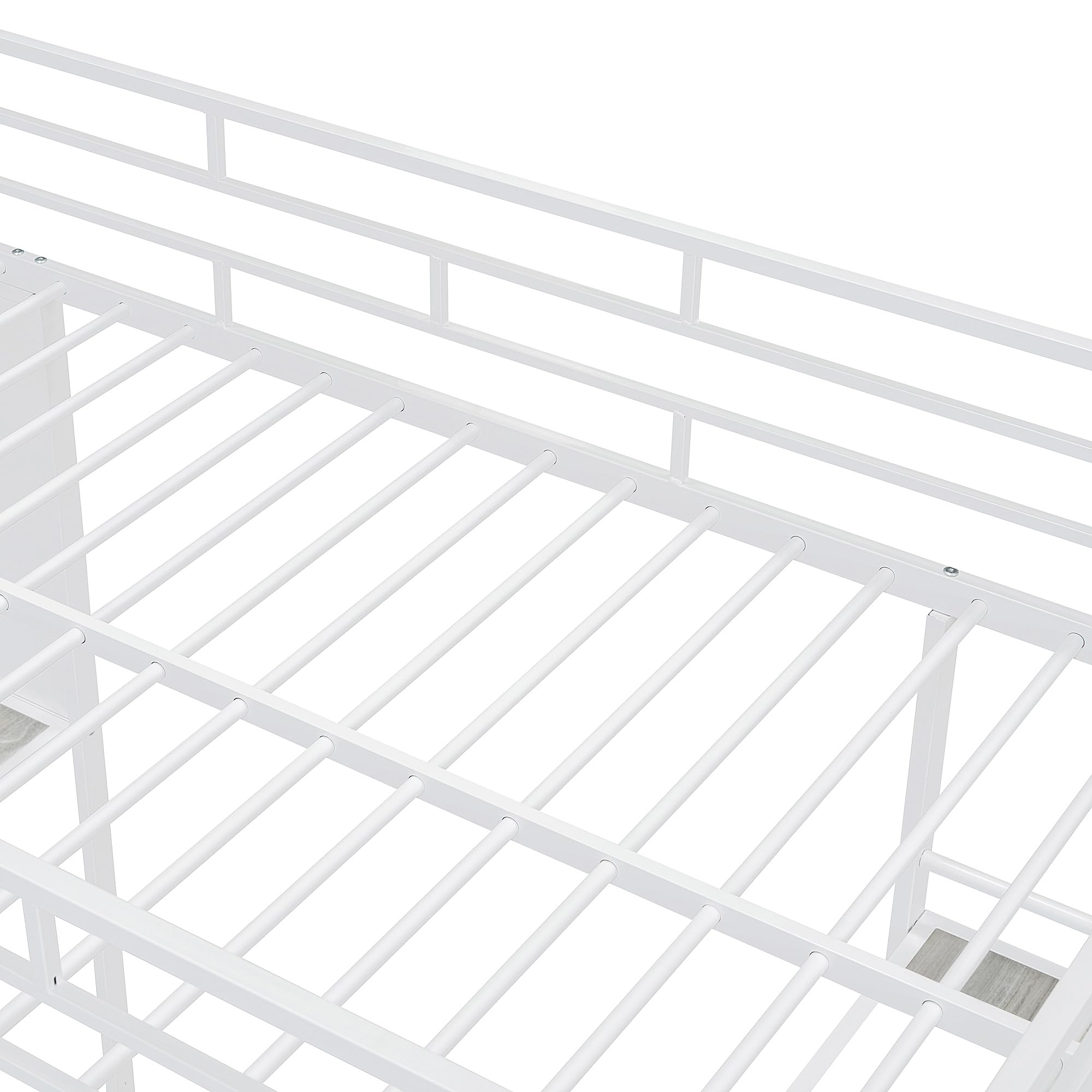 BOVZA Twin Size Loft Bed with Study Desk, Whiteboard & 3 Storage Shelves - Sturdy Metal Frame with Ladder & Safety Rails for Kids & Teens - Space-Saving Bedroom Solution for Small Rooms, Dorms & Apartments - White