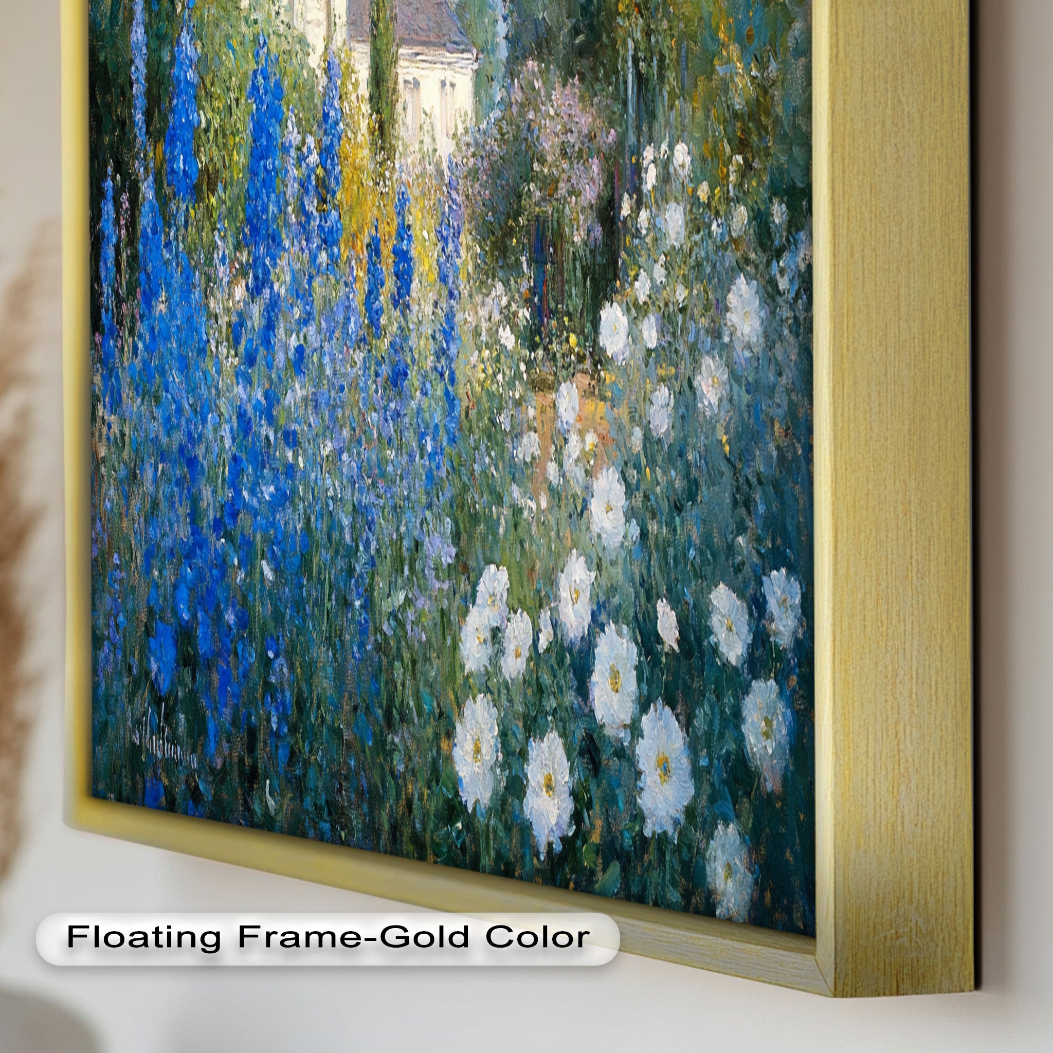 Blue Delphinium Impressionist Oil Painting - Handmade Floral Wall Art for Living Room, Bedroom & Office Decor