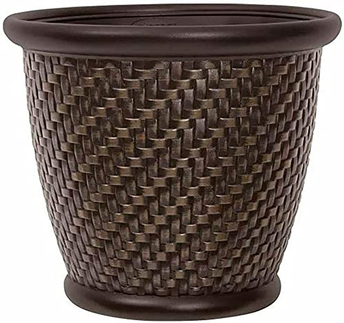 CompreDH 18 Inch Dark Brown Flower Pot with Stand - Durable Garden Planter for Indoor & Outdoor Plants, Perfect for Home Decor, Patio, Balcony, and Garden Planting