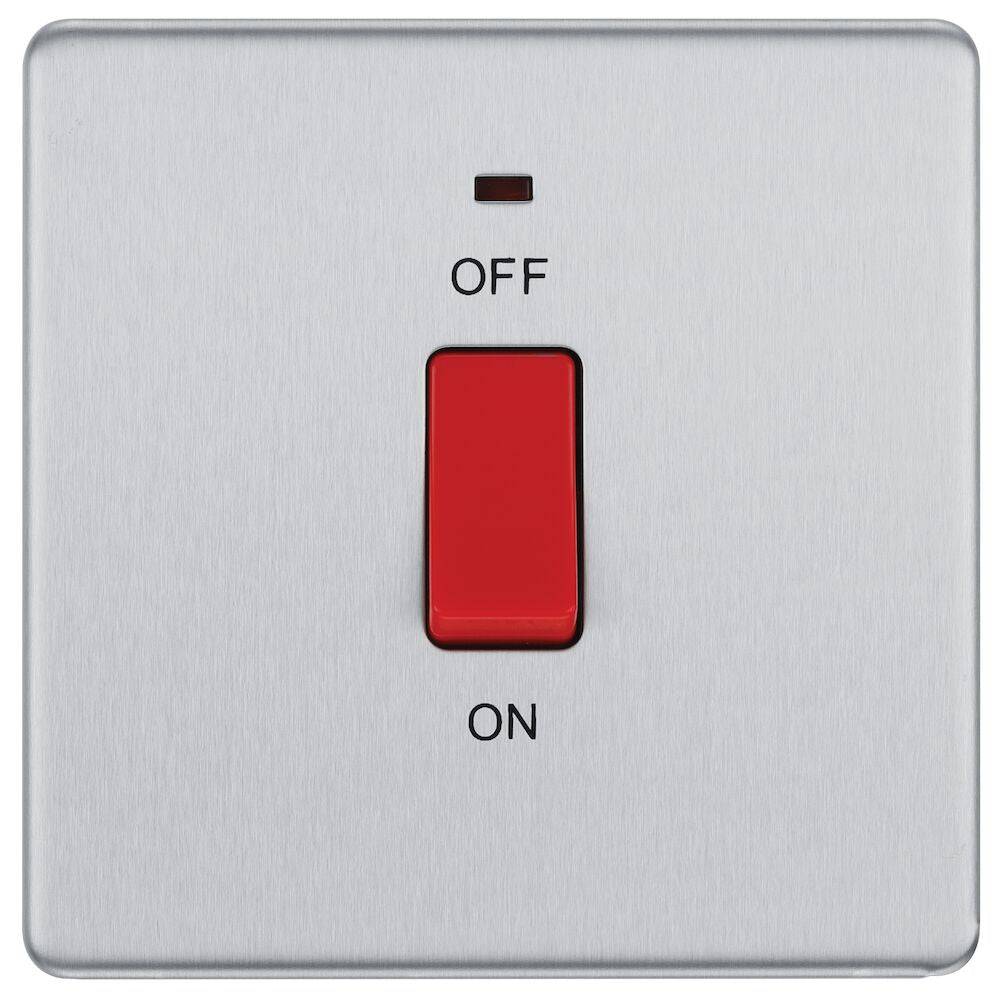 BG Nexus Screwless Brushed Steel 45A Cooker Switch FBS74 - Premium Electrical Switch for Kitchen Appliances | Ideal for Stoves, Ovens & Cooktops