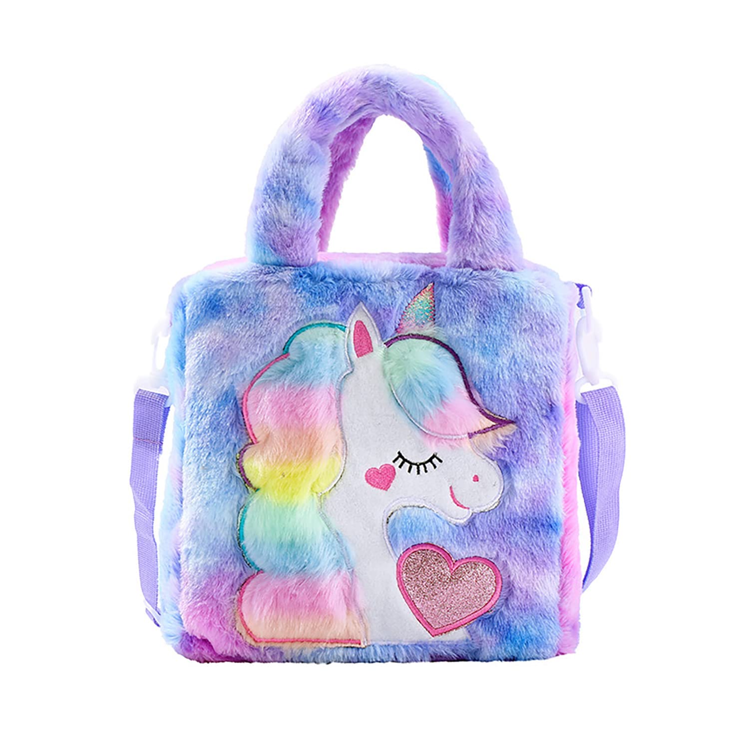 ADISA Unicorn Crossbody Bag for Toddlers - Cute Princess Fur Handbag Gift for Little Girls | Perfect for Birthday Parties, School & Travel