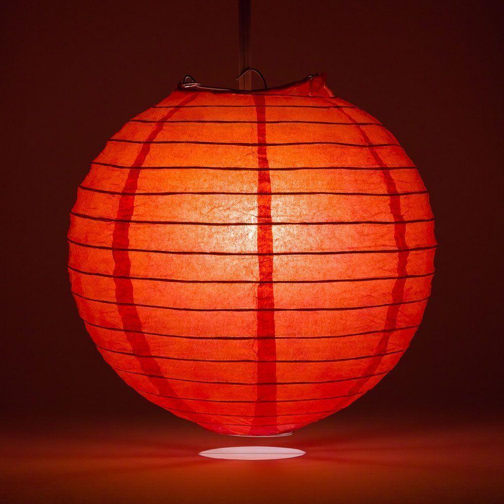 24 Pack Red Round Paper Lanterns with Even Ribbing - Chinese Hanging Decorations for Wedding, Party & Home Celebration - Perfect for Lunar New Year, Baby Shower and Festival Decor