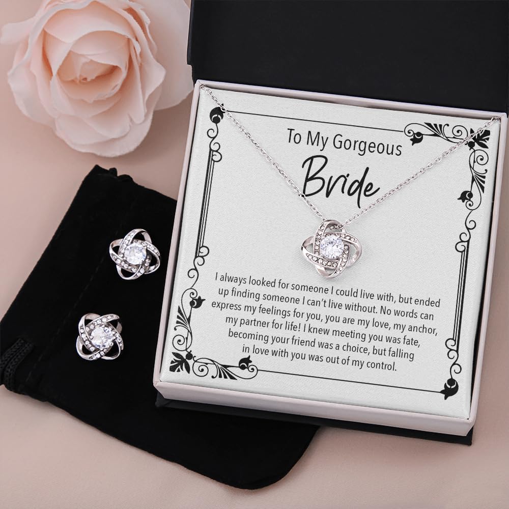 Elegant Two-Tone Box Bridal Pendant Necklace Set with Message Card - Perfect Wedding Gift for Bride, Bridesmaids & Best Friend - Ideal for Anniversaries, Engagements & Special Occasions