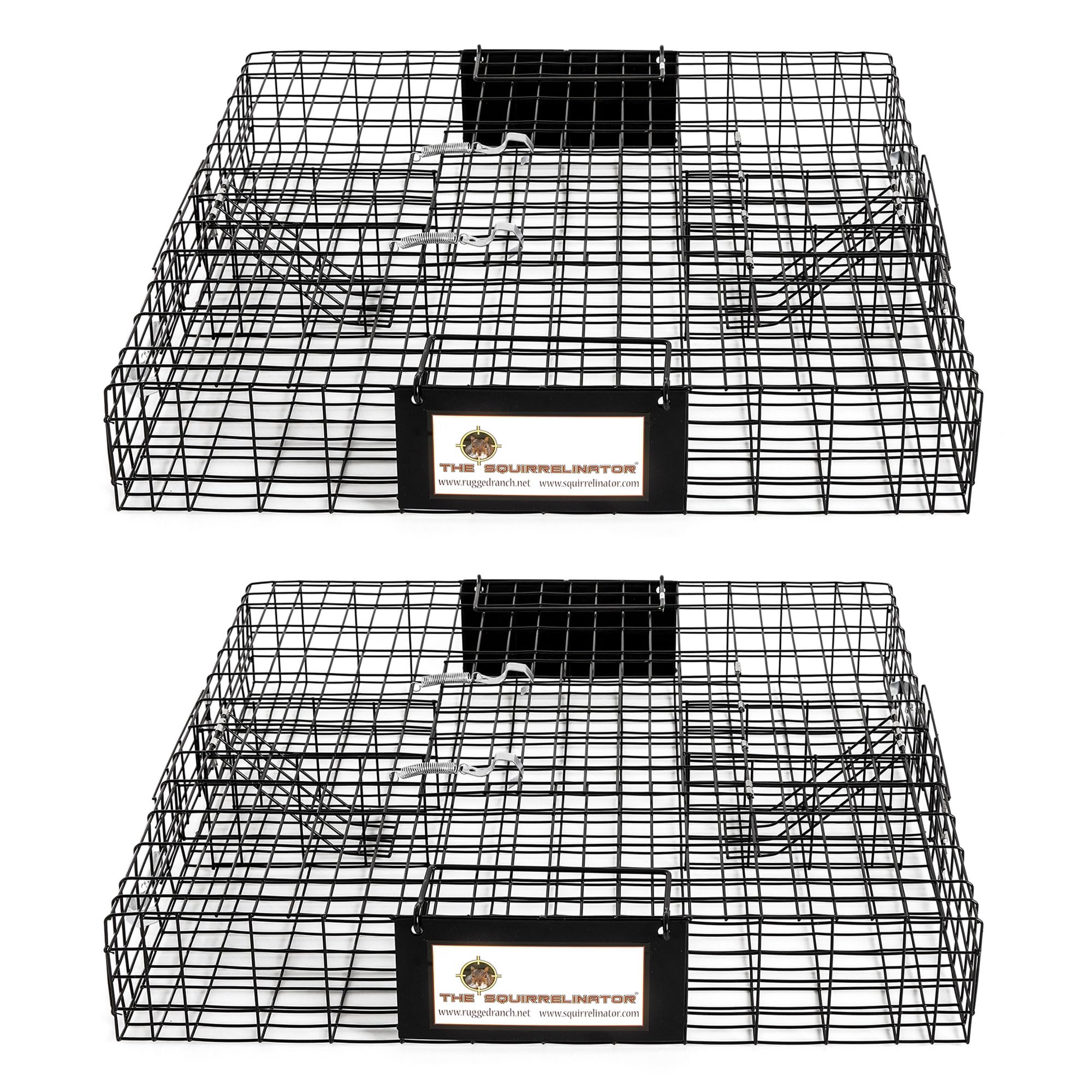 Rugged Ranch 2 Pack Squirrel Trap - Humane Live Animal Catch & Release Cage for Squirrels (Squirrelinator) - Perfect for Garden, Yard & Outdoor Pest Control