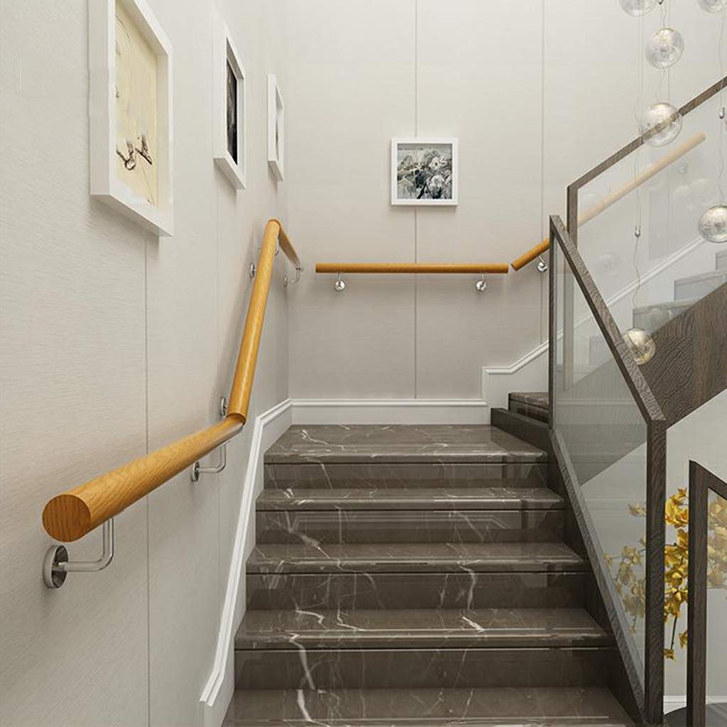 Stainless Steel Stair Handrail Kit - Wood Staircase Railing with Non-Slip Grip | Wall Mounted Safety Handrail for Indoor & Outdoor Use | Perfect for Lofts, Corridors, and Elderly Home Safety