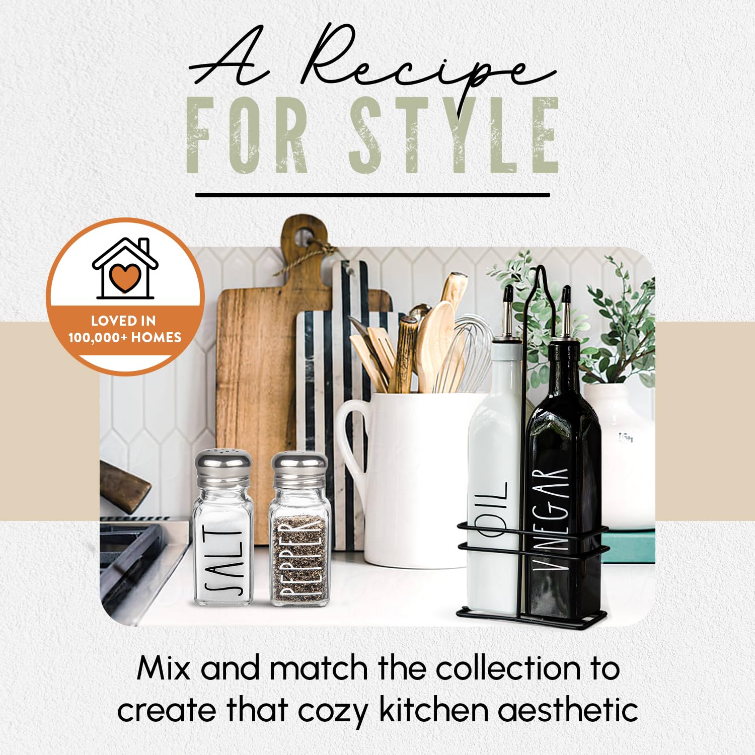 Premium Clear Glass Salt and Pepper Shakers Set with Stainless Steel Lids - Modern Farmhouse Kitchen Decor for Home, Restaurant, BBQ, Camping & RV - Elegant Dining Table Accessories for Everyday Use and Entertaining