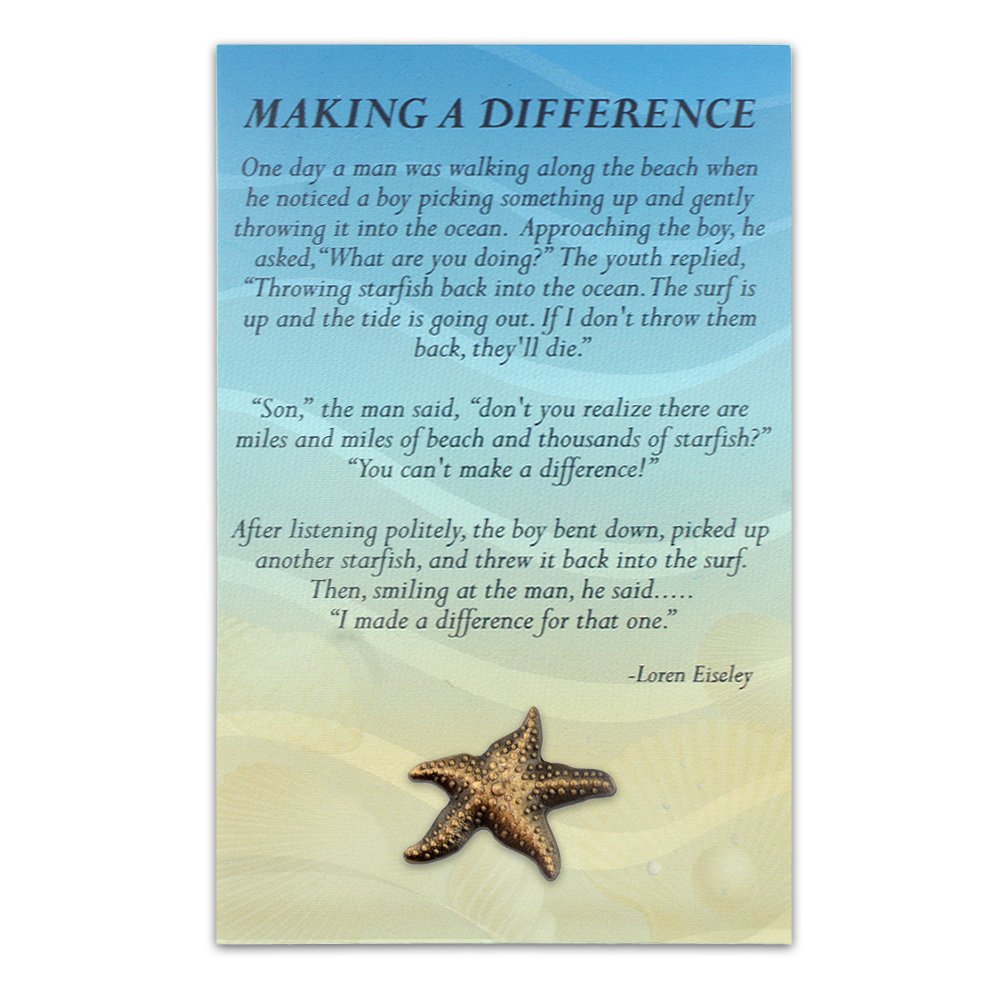 PinMart Starfish Lapel Pin with Inspirational Story Card - Meaningful Gift for Teachers, Nurses, Volunteers (Perfect for Appreciation Gifts, Motivational Pins, Charity Events)