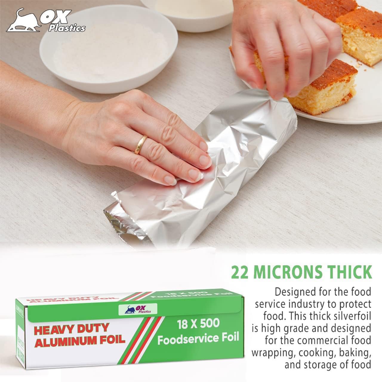 Premium Heavy-Duty Aluminum Foil Roll - Commercial Grade 22 Micron Silver Foil for Cooking, Baking, Grilling & Food Storage | 18