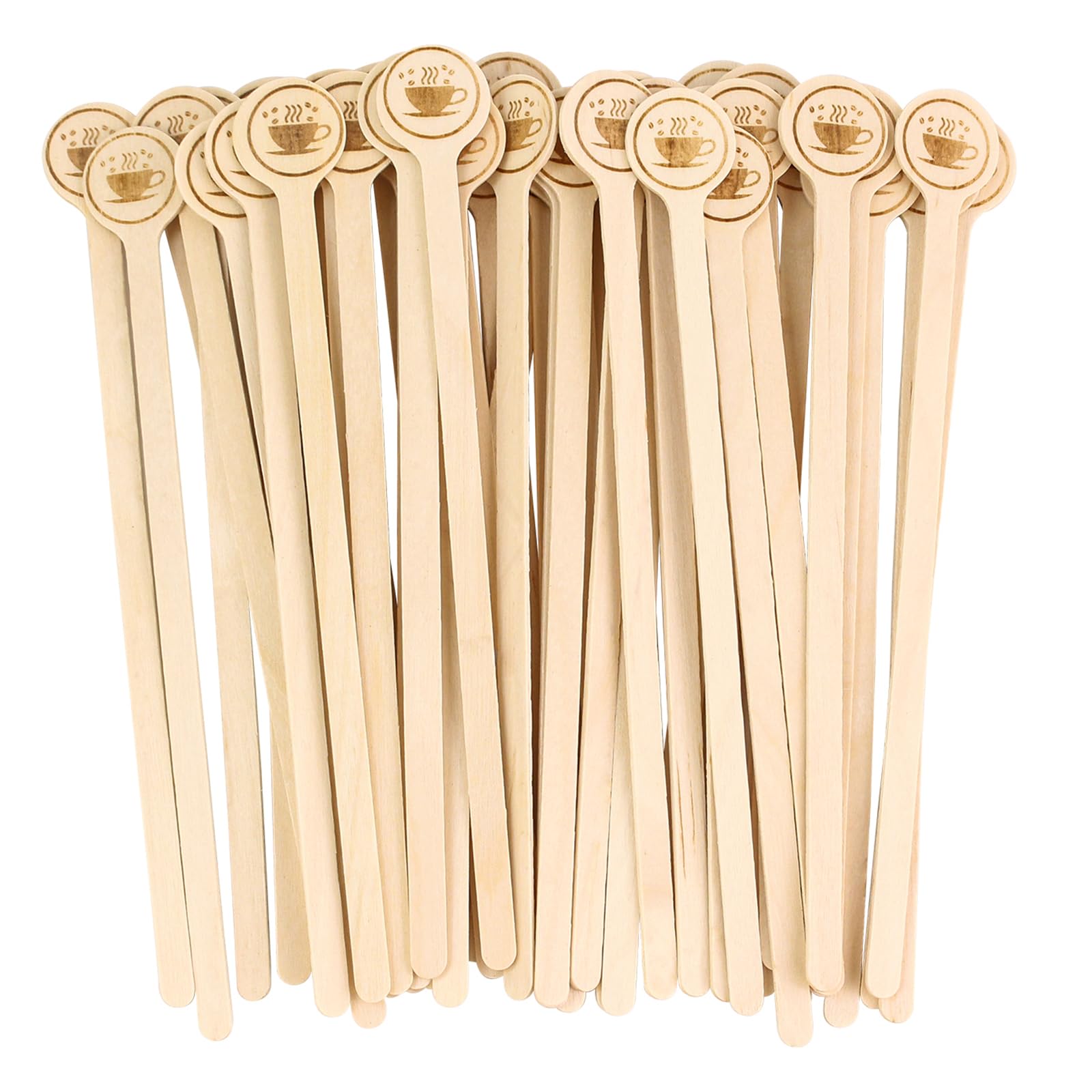 100pcs Disposable Wooden Coffee Stirrers - 7 Inch Round End Stir Sticks for Mixing Coffee, Cocktails, Milk & Tea - Perfect for Home, Office, Cafes and Parties