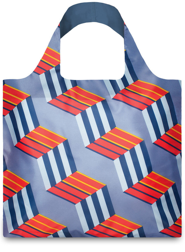 LOQI GEOMETRIC Collection Tote Bag - Stylish Reusable Shopping Bag for Women & Men - Perfect for Groceries, Beach, Travel & Work (Eco-Friendly Foldable Design)
