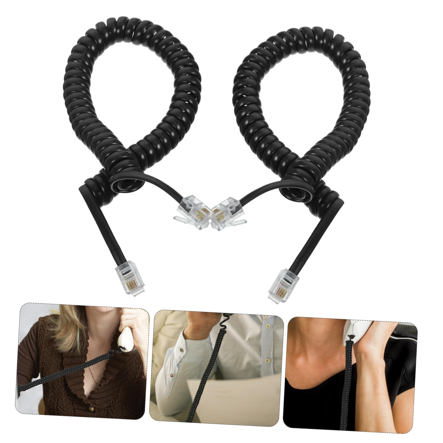 DOITOOL 2-Pack Spiral Telephone Cords for Landline Phones - 6ft Coiled Handset Cable with Tangle-Free Design - Perfect for Home, Office, and Business Use