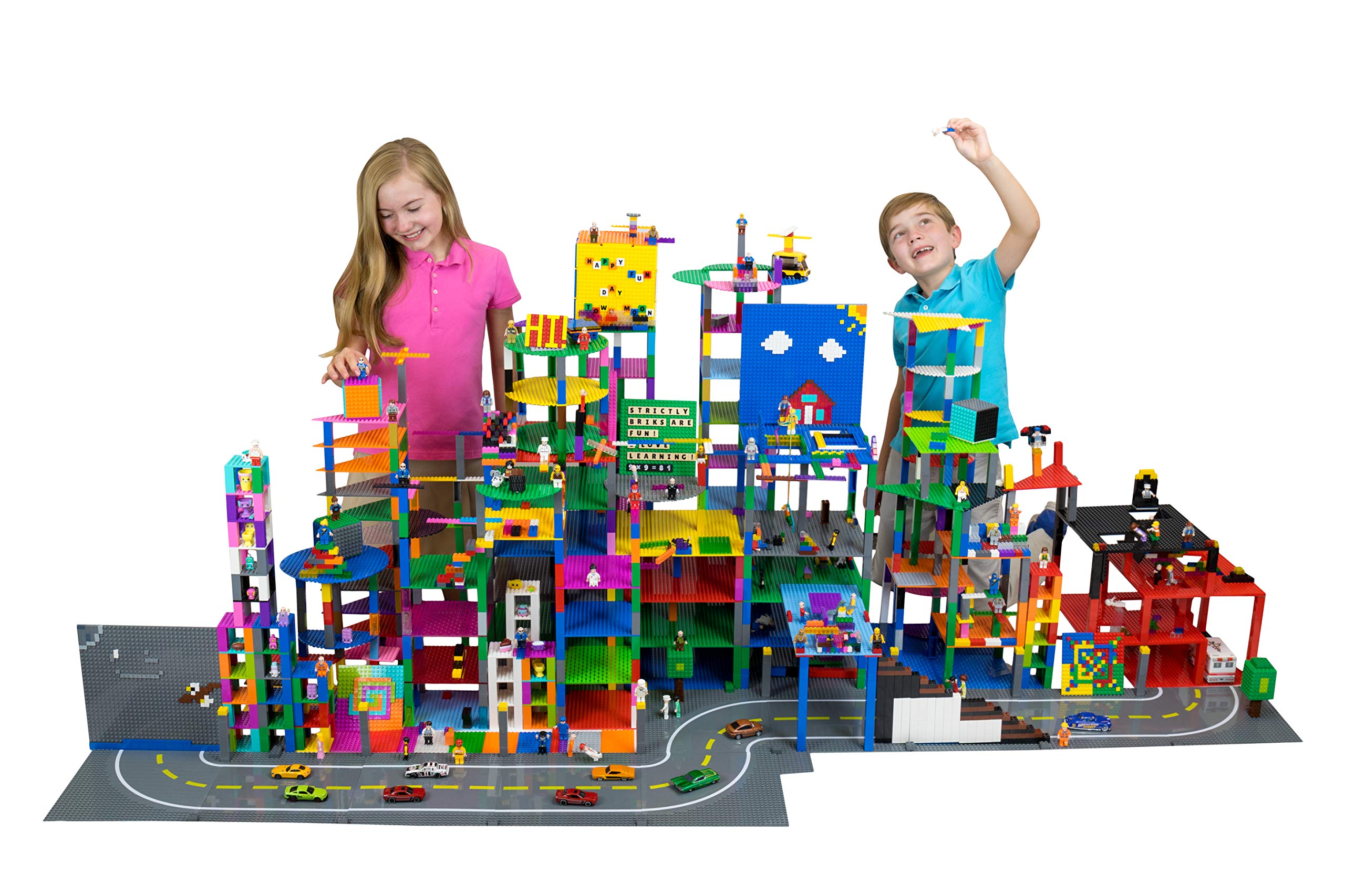 Strictly Briks 4 Pack Classic Stackable Baseplates 10x10 Inches - Compatible with Lego Building Bricks, 32x32 Studs for Towers & Shelves - Includes 4 Plates & 30 Stackers in Lavender | Perfect for Kids' Creative Play, DIY Room Decor & STEM Learning Activities