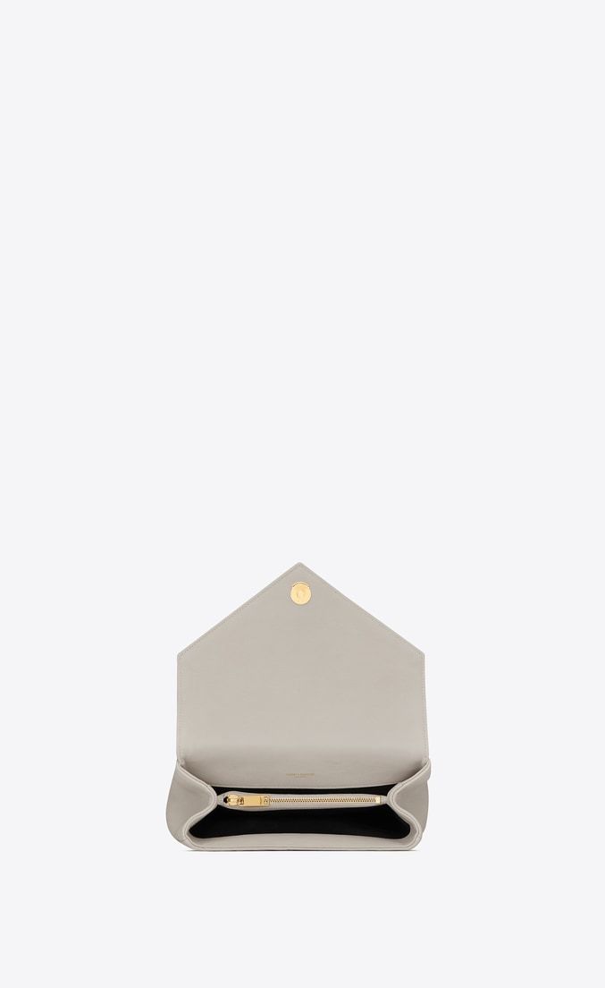 Saint Laurent Classic Medium College Monogram Bag in White Gold Tone - Luxury Crossbody Purse for Women, Perfect for Date Night & Evening Events