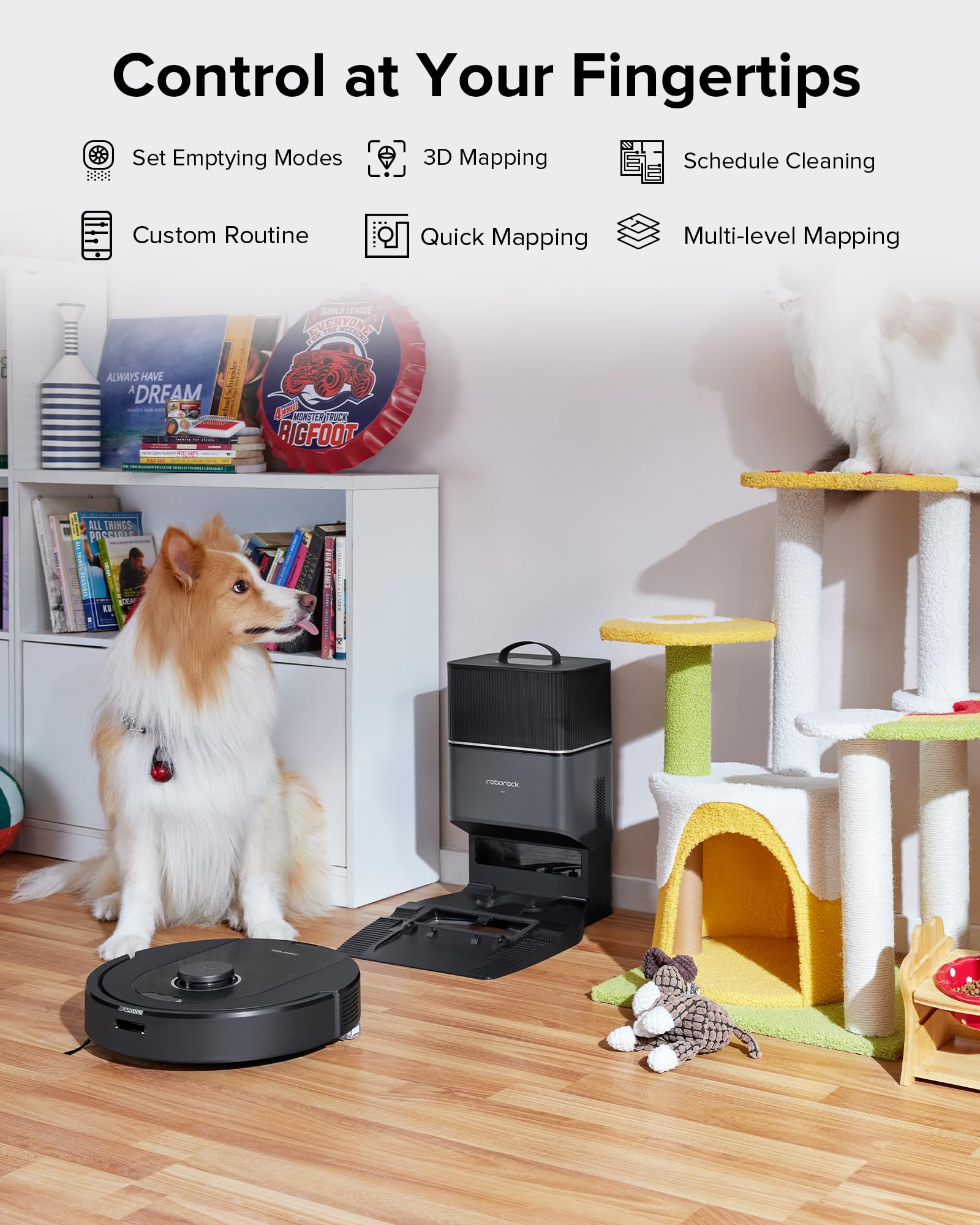 Roborock Q5 Pro+ Self-Emptying Robot Vacuum and Mop with Washable Cloth - Smart Mapping, 2700Pa Suction - Ideal for Hardwood Floors & Pet Hair Cleaning in Large Homes