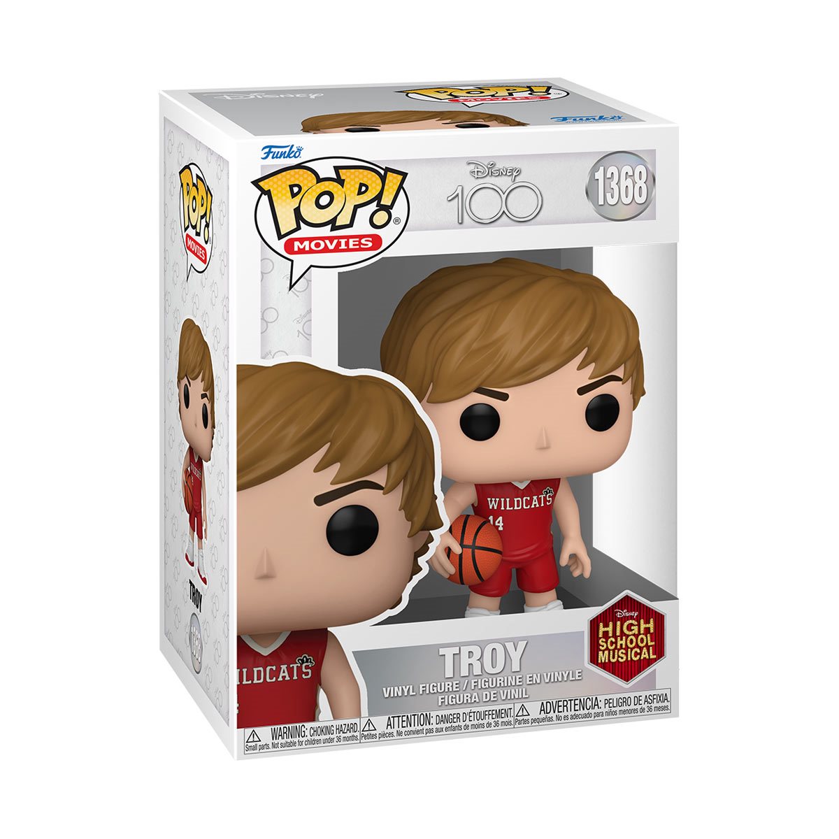 Disney 100 High School Musical Troy Funko Pop! Vinyl Figure #1368 - Collectible Toy for Fans, Gift for Movie Lovers, Perfect for Display & Room Decor
