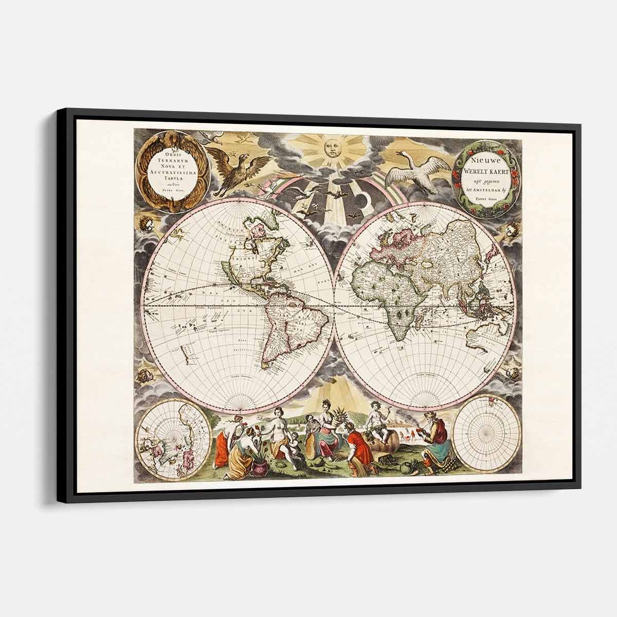 Vintage Brown Historic Map Wall Art Canvas Print - 5532 - Perfect for Home Office Decor, Living Room, Bedroom & Study Room