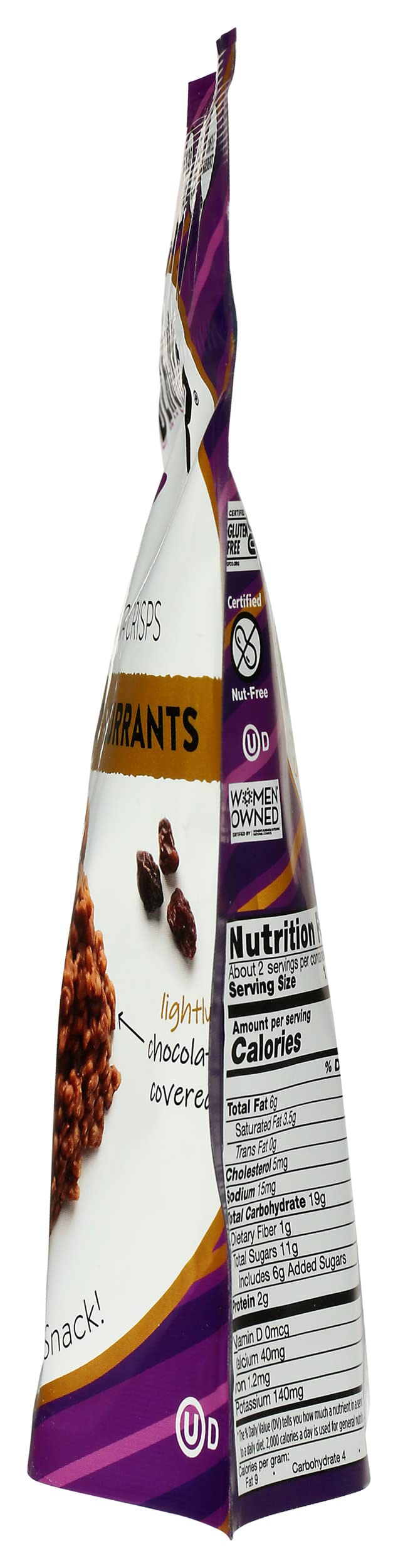 Undercover Chocolate Quinoa Crisps - Milk Chocolate with Currants | 8-Pack (2oz Bags) | Gluten Free, Nut-Free, Allergen Friendly, Kosher Certified Snacks | Perfect for School Lunches, Office Snacks & Healthy On-the-Go Treats