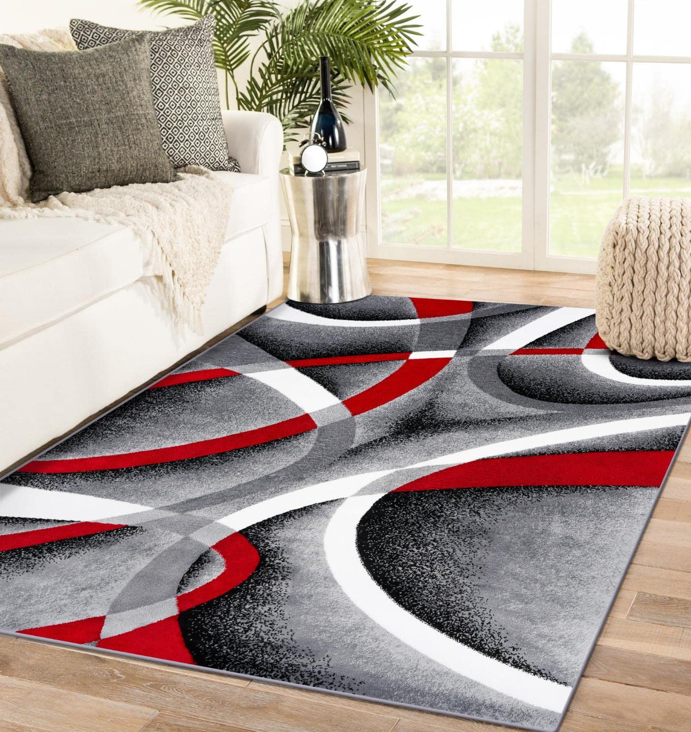 2305 Geometric Abstract Gray 2x7 Area Rugs for Entryway - Modern Non-Slip Runner for Hallway, Living Room & Bedroom - Perfect for Home Decor & High Traffic Areas