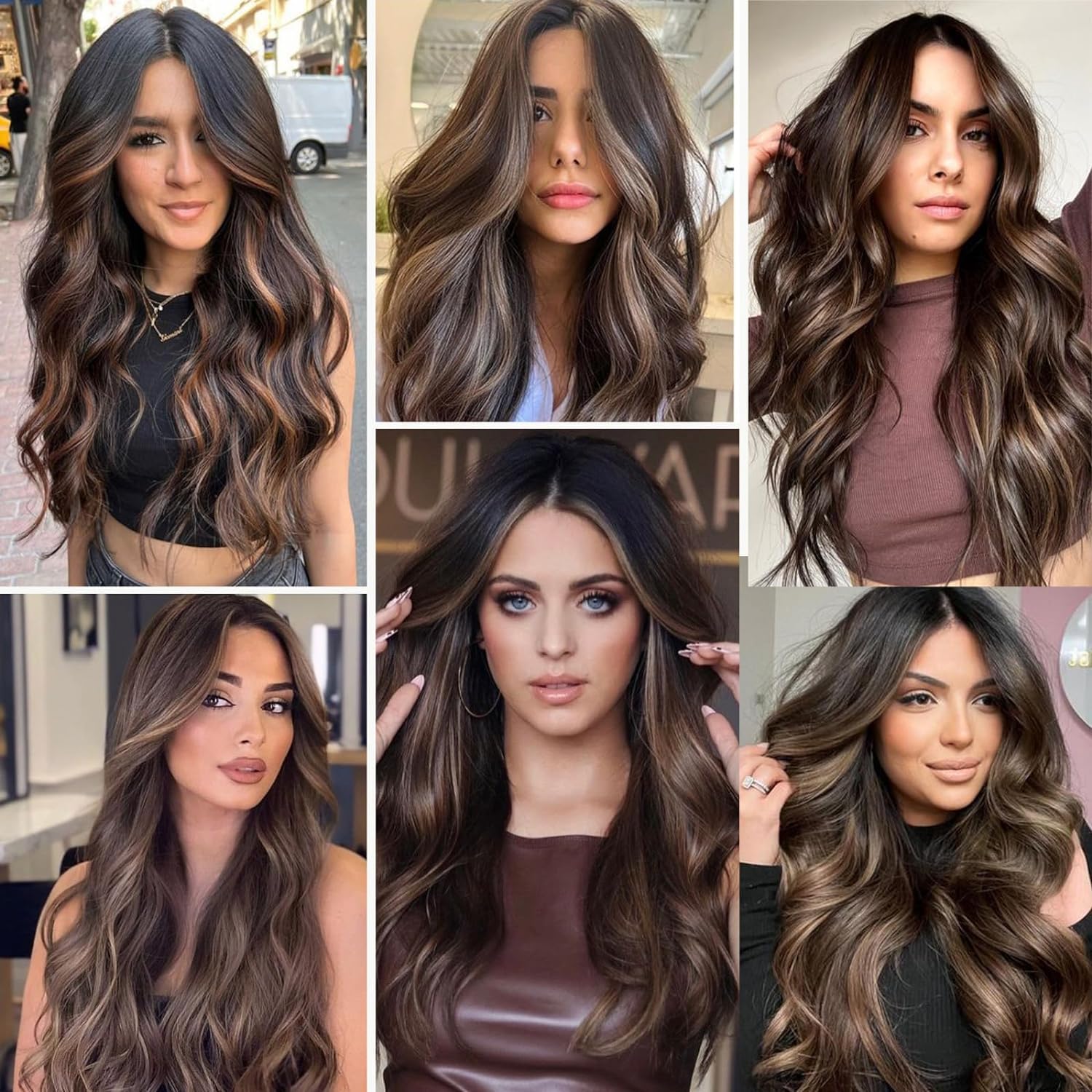 VSAKSH 26 Inch Long Curly/Wavy Synthetic Wig with Middle Part & Golden Highlights for Women - Perfect for Cosplay, Halloween, and Daily Fashion