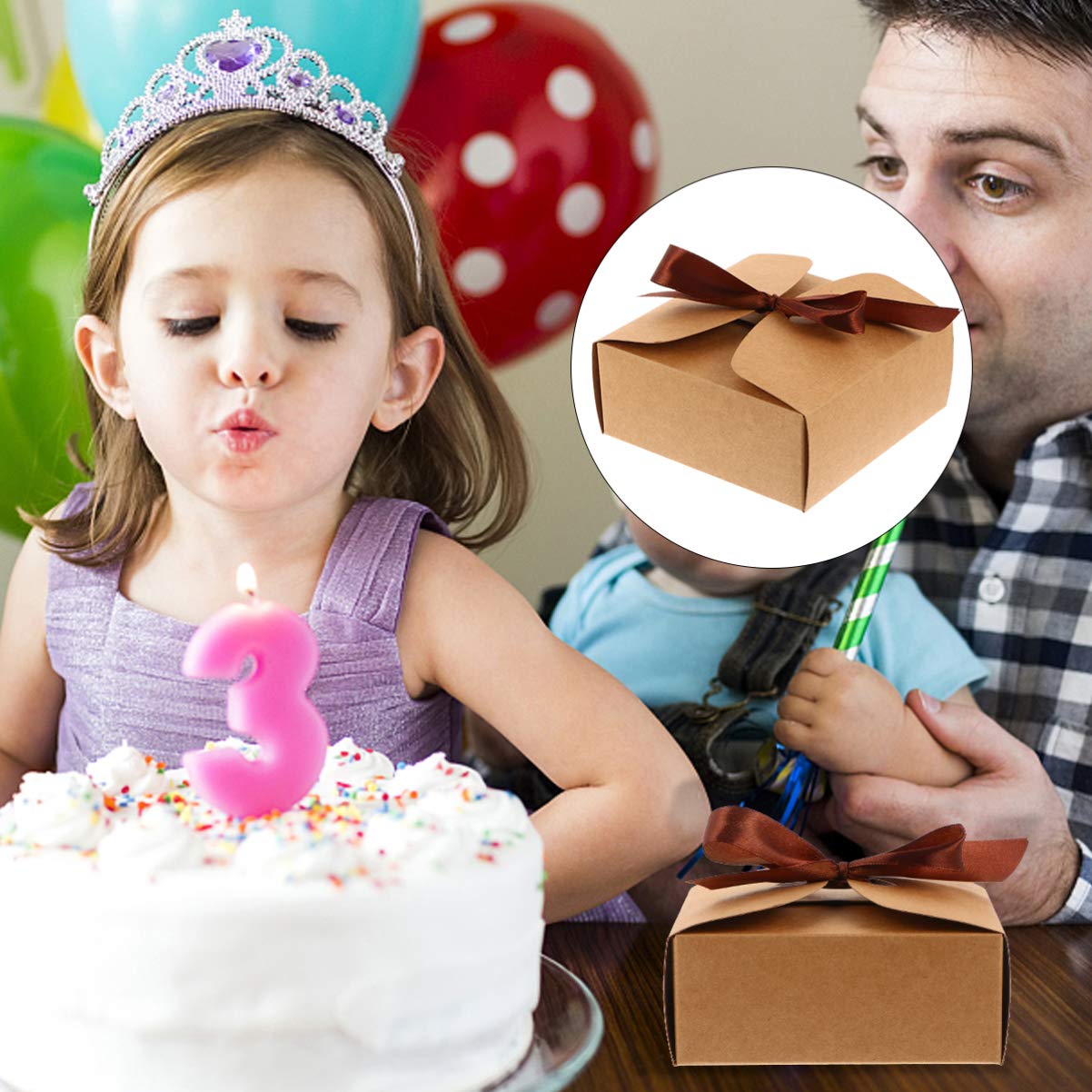 20Pcs Kraft Paper Candy Boxes - Eco-Friendly Wedding Treat Containers for Cookies, Biscuits & Pies | Perfect for Birthday Parties, Baby Showers & Wedding Favors | Reusable & Food-Safe Kraft Paper Trays
