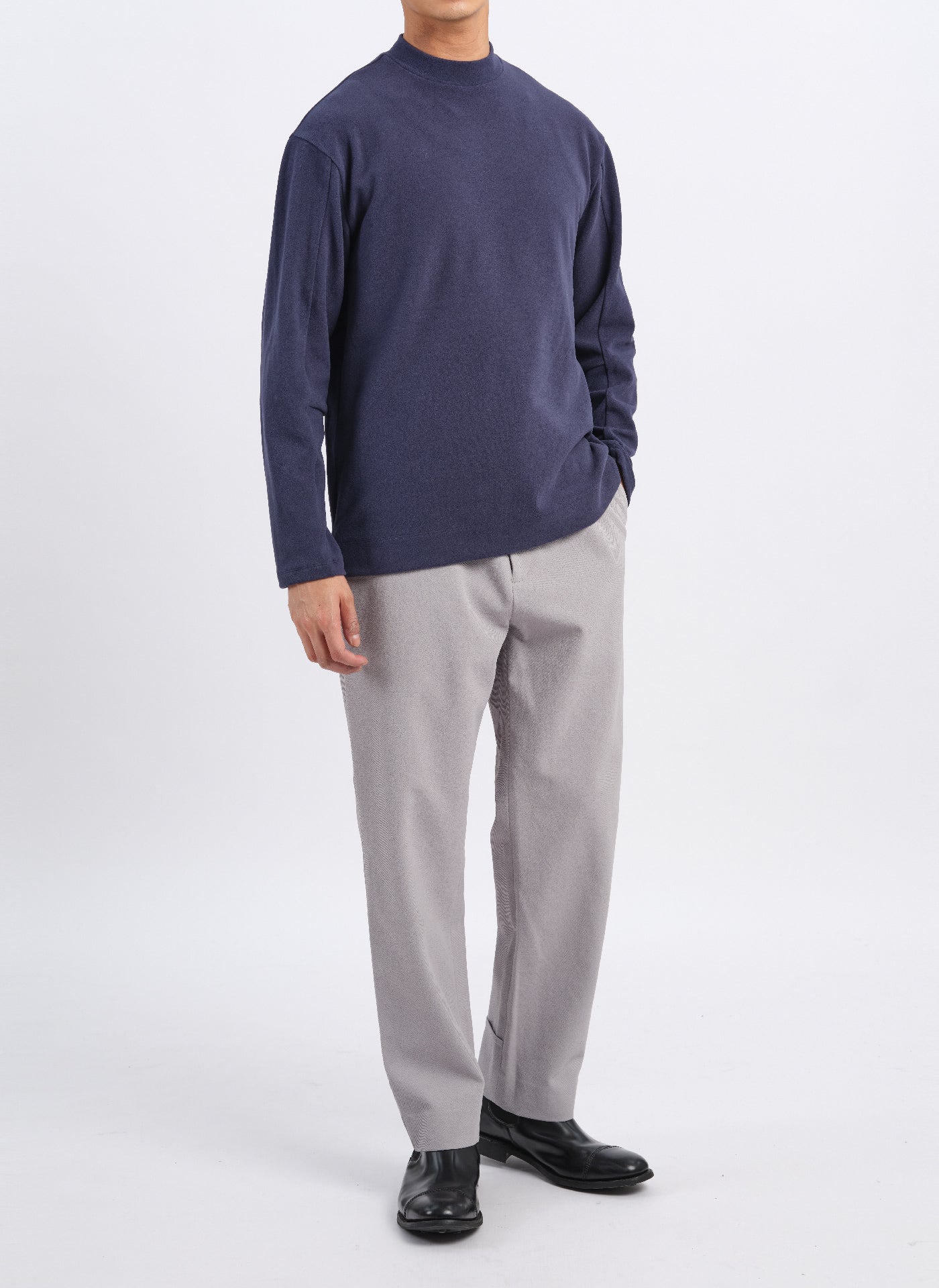 Premium Mercerized Cotton Mock Neck T-Shirt (T 05) - Soft Breathable Fabric for Casual Wear, Layering & Everyday Comfort