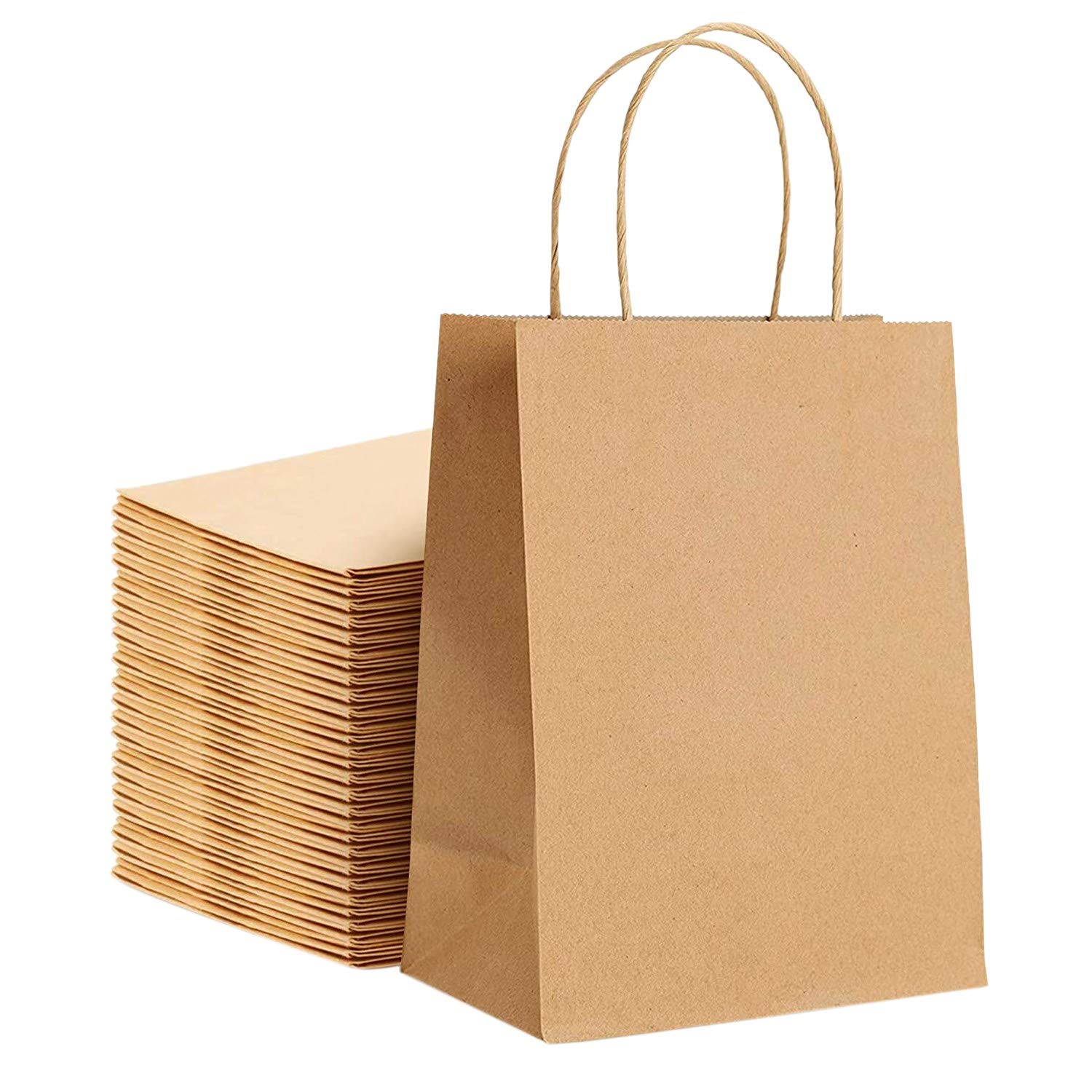 Eco-Friendly Kraft Paper Bags with Twisted Handles - 10x5x13 Inches Bulk Brown Gift Bags (100 Pack) - Perfect for Retail Packaging, Party Favors & Sustainable Shopping