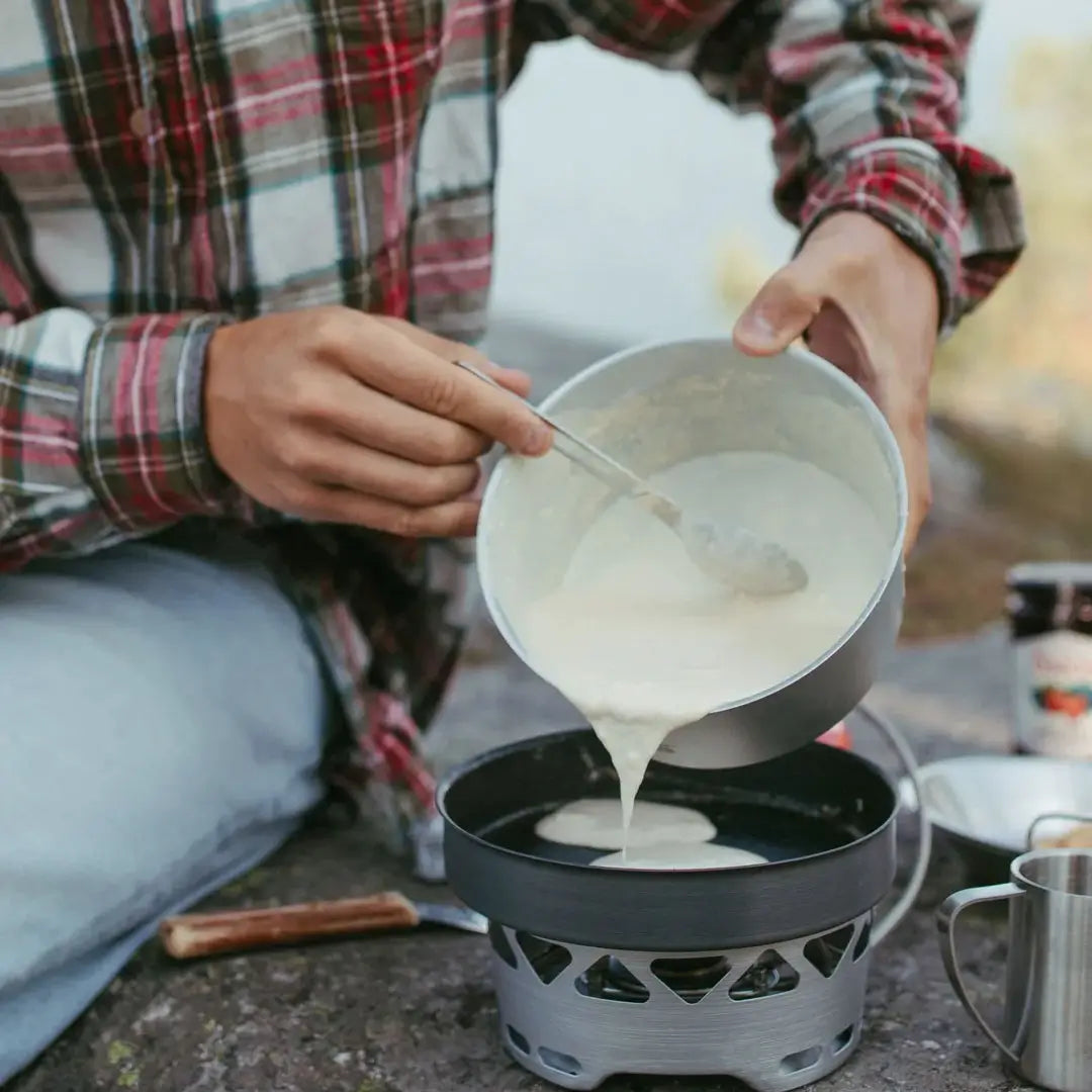 Primus Essential Gas Stove Set 1300ml - Compact Portable Camping Stove for Backpacking, Hiking & Outdoor Cooking | Lightweight Stainless Steel Burner with Wind Protection