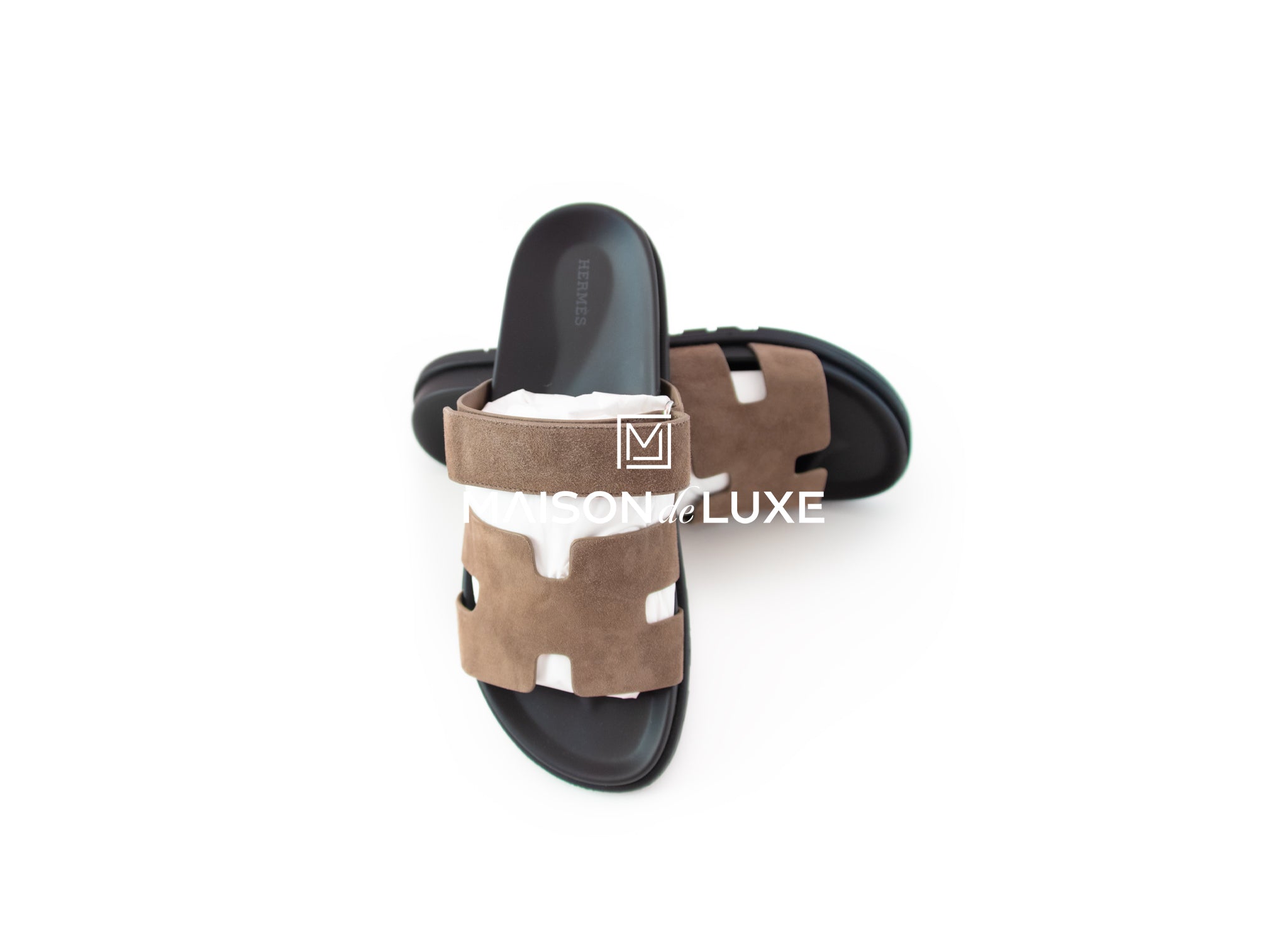 Hermes Men's Etoupe Chypre Sandal Size 44 - Luxury Leather Summer Sandals for Men | Beach, Vacation & Casual Wear
