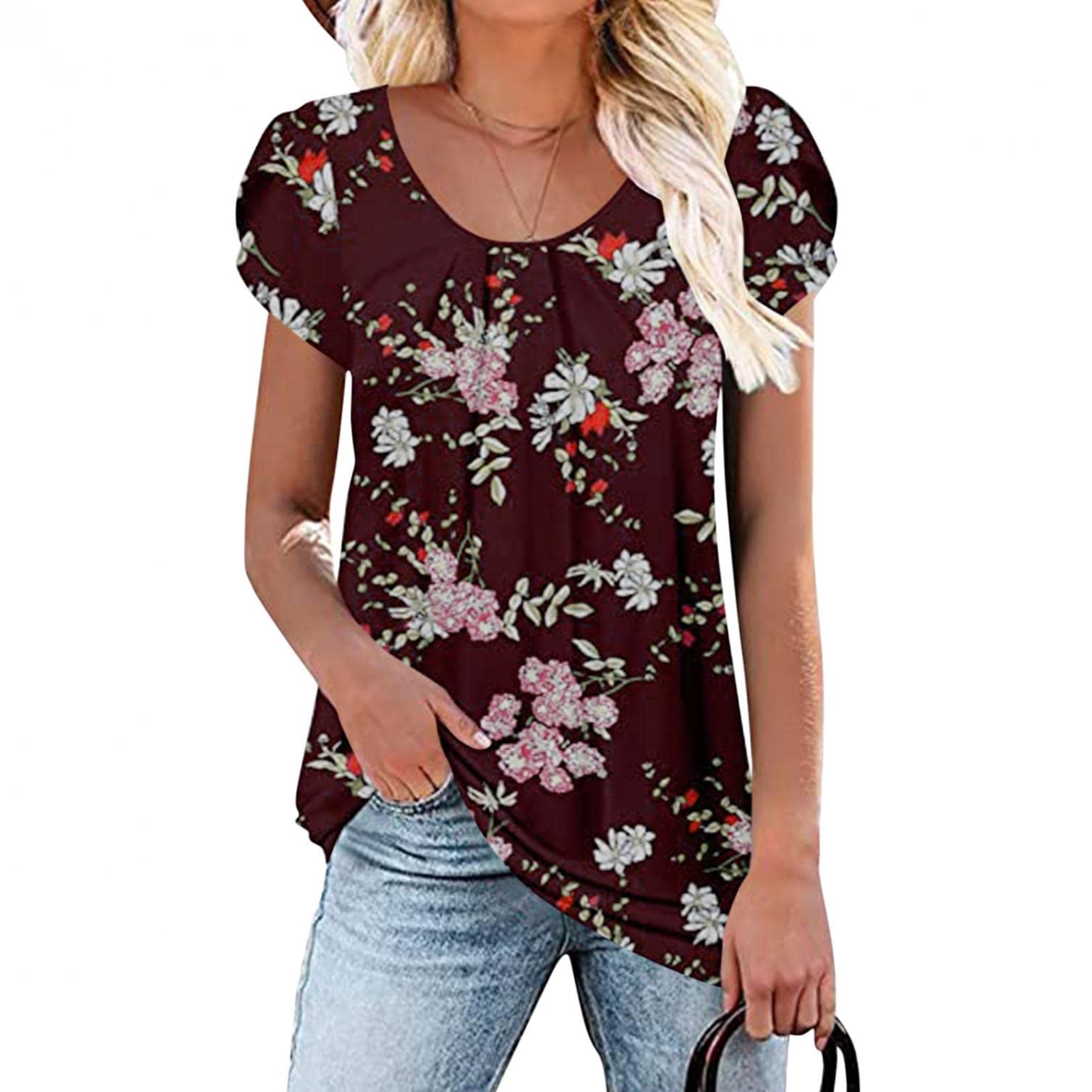 Women's Casual V-Neck Petal Sleeve Blouse - Summer T-Shirt Tops for Women - Perfect for Office, Date Night & Everyday Wear