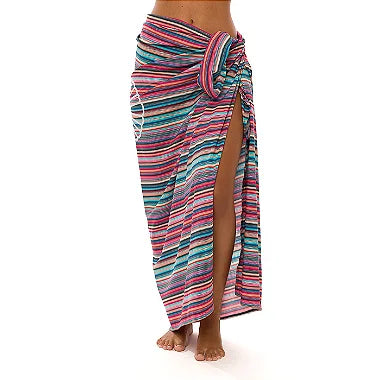 Stylish Colorful Stripes Swim Sarong Pareo Cover Up - Lightweight Beach Wrap for Women, Perfect for Poolside, Vacation & Summer Outfits