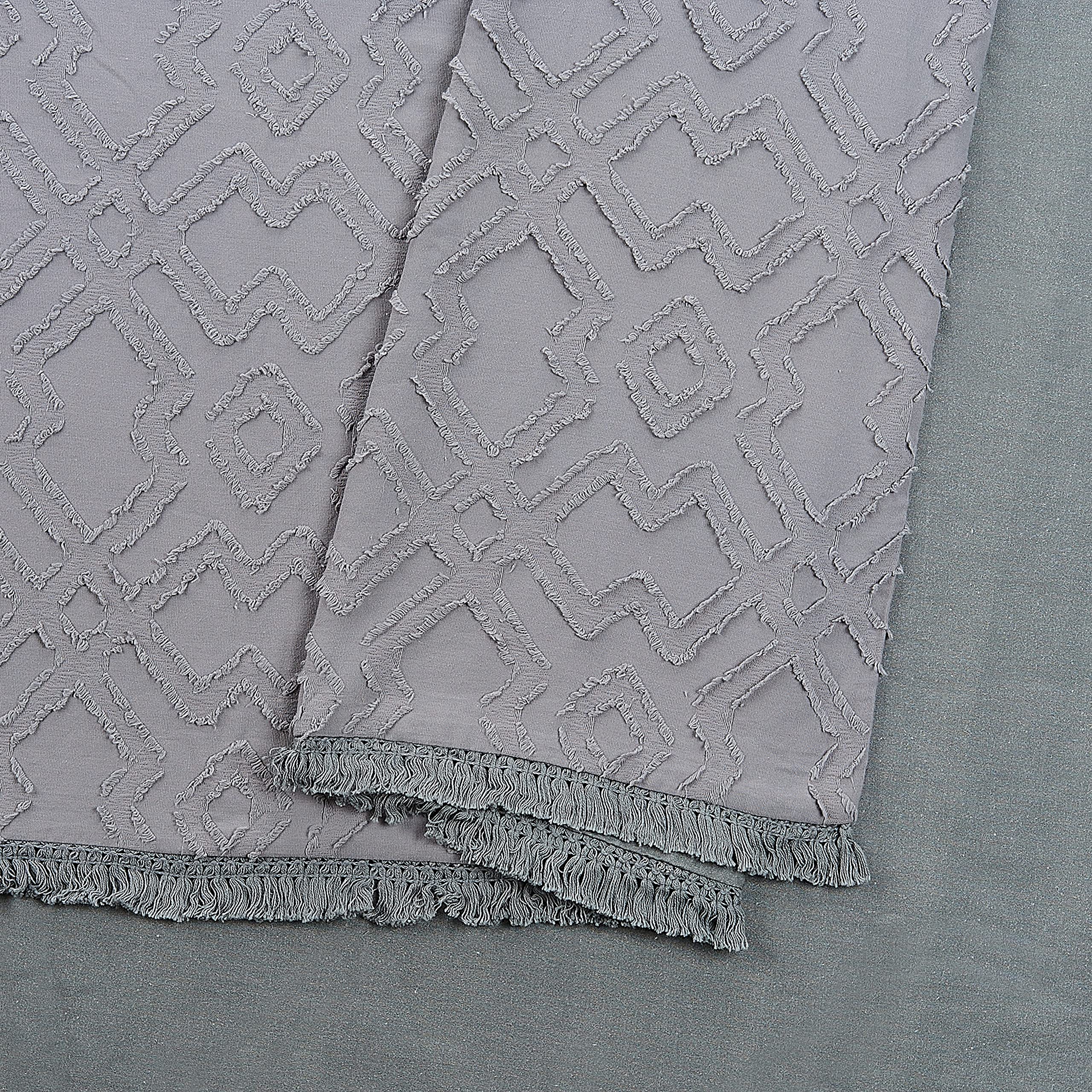 Laurel & Mayfair Avah Cotton Bedspread - Queen Size Grey Bedding for Master Bedroom, Guest Room & Dorm Decor
