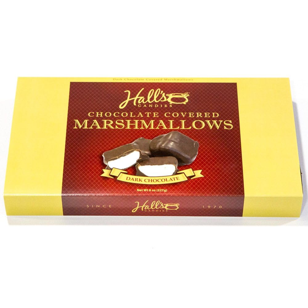 Hall's Dark Chocolate Covered Marshmallows - 8oz Bag | Premium Gourmet Treats for Gifts, Parties & Dessert Toppings | Perfect for Baking, Hot Cocoa & Snacking
