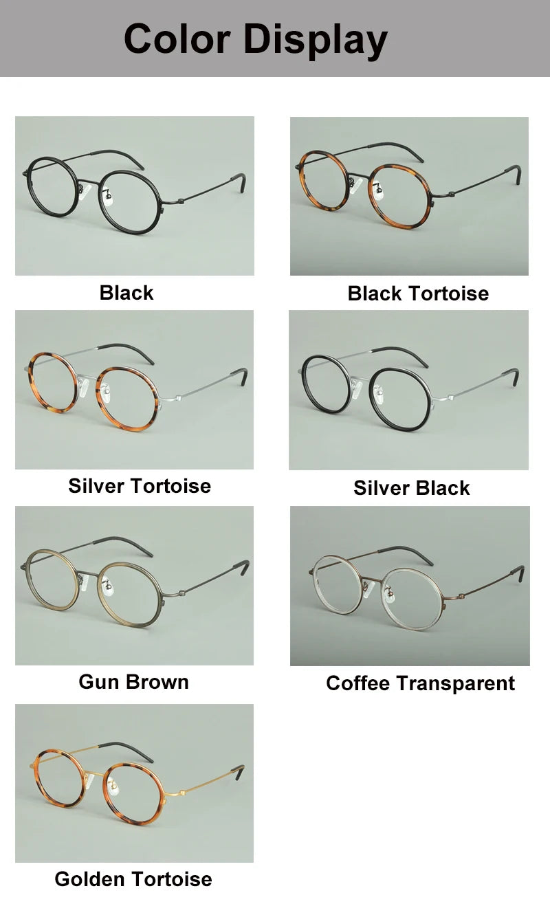 Aimee Unisex Full Rim Round Titanium Acetate Eyeglasses Frame 15503 - Lightweight & Durable Glasses for Men & Women - Perfect for Reading, Work & Everyday Wear