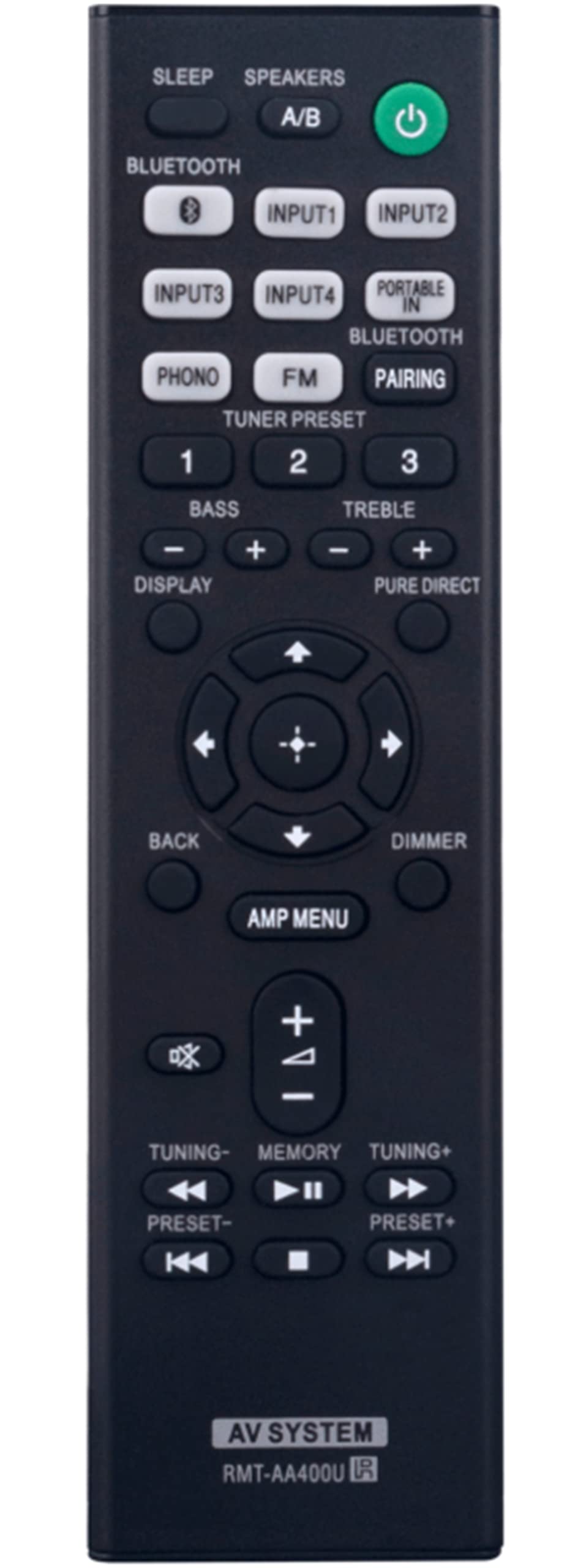 RMT-AA400U Replacement Remote Control Compatible with Sony Stereo Receiver - Perfect for Home Theater & Audio System Control