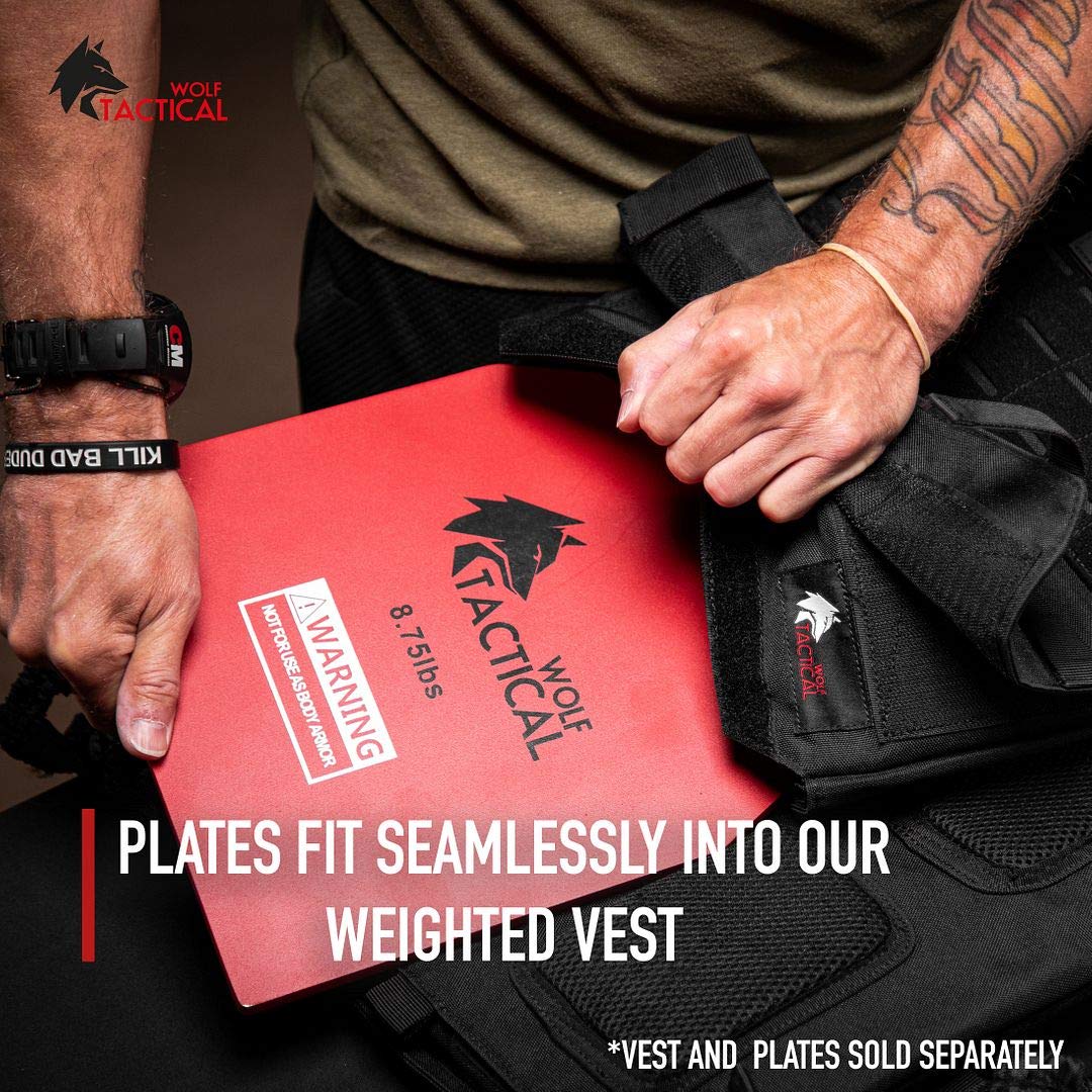 WOLF TACTICAL Weight Vest Plates - 5.75LB/8.75LB/14.5LB/19.75LB Pairs for CrossFit, Strength Training & Running - Adjustable Weight Plates for Home Gym, Outdoor Workouts & Military Fitness Training