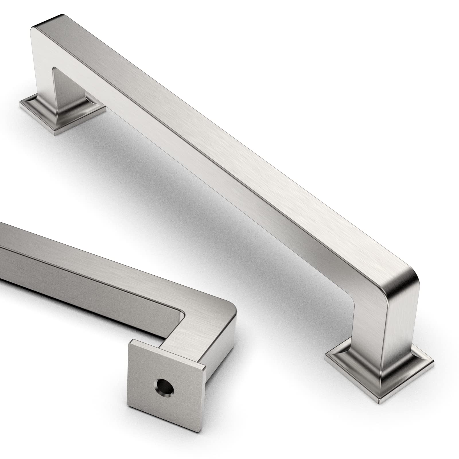 10 Pack 5 Inch (128mm) Brushed Satin Nickel Cabinet Handles - Modern Kitchen Cabinet Pulls & Drawer Handles for Cupboards, Wardrobes, Dressers & Furniture Hardware (Set of 10) - Perfect for Kitchen Remodeling, Bathroom Vanities & Home Renovation Projects