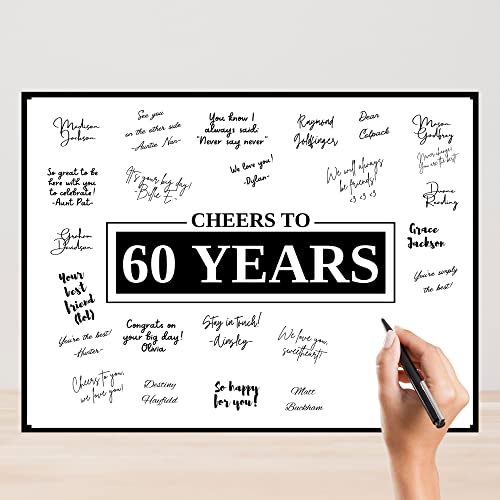 12x16 Black 60th Birthday Signing Board - Funny Guest Book Poster for Men & Women | Perfect for 60th Birthday Parties, Anniversaries & Retirement Celebrations | Unframed Decor (Ideal for Milestone Events & Memory Keepsakes)