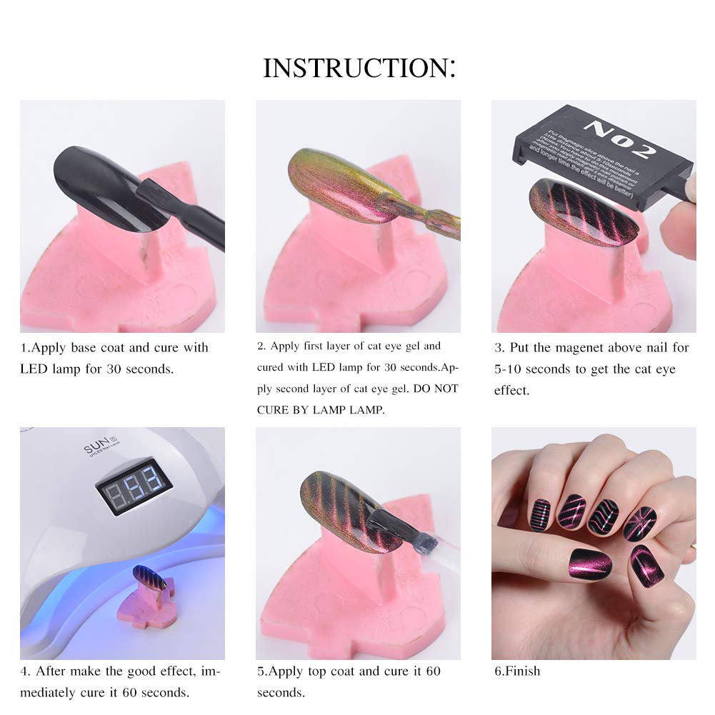 11-Piece Nail Magnet Tool Kit for Cat Eye Gel Polish - Magnetic Plate, Pen & Wand for DIY 3D Magnetic Nail Art | Perfect for Salon, Home Manicures & Nail Design Enthusiasts