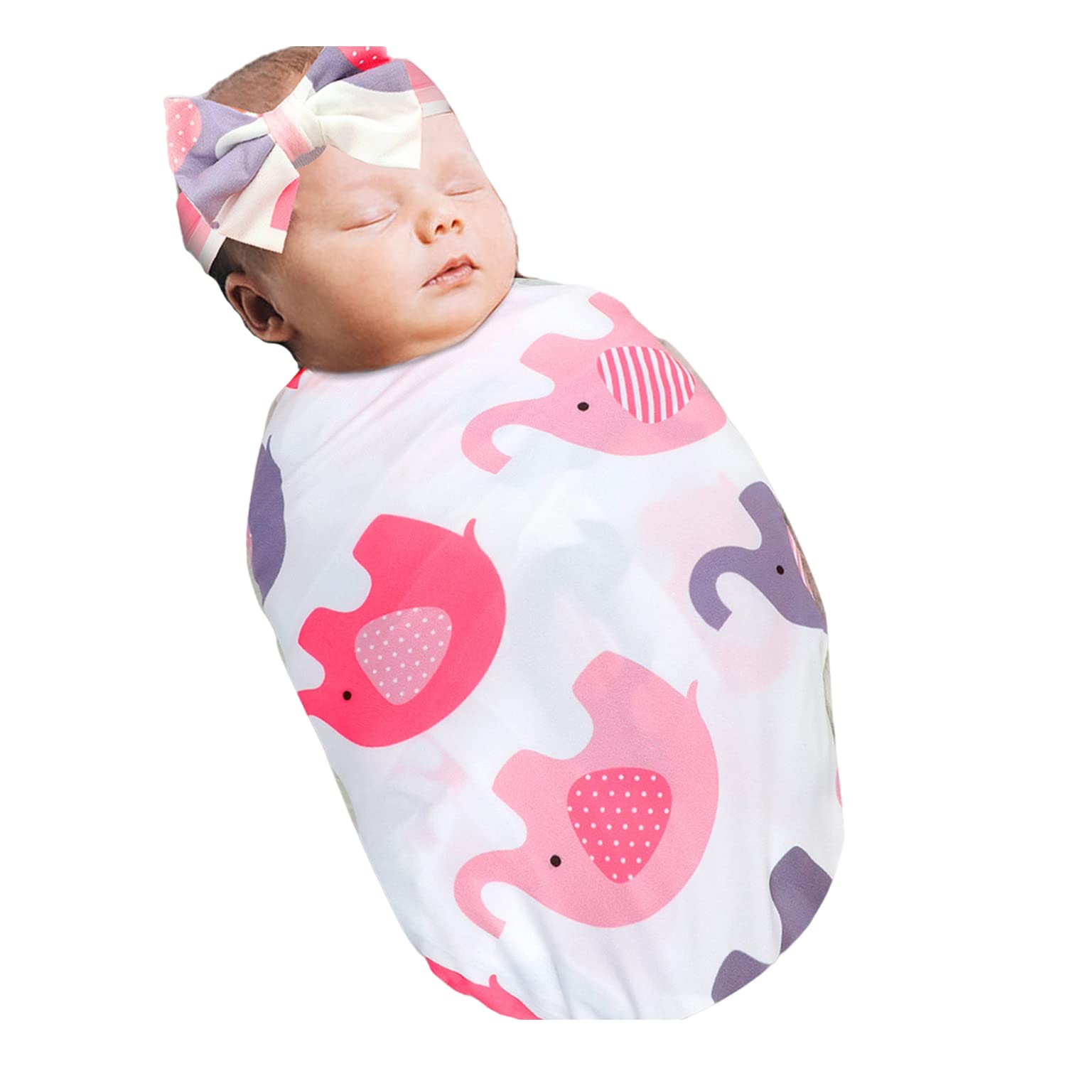 Soft Unisex Newborn Receiving Blanket & Headband Set - Baby Swaddle Wrap for Boys & Girls - Perfect Baby Shower Gift & Hospital Going Home Outfit