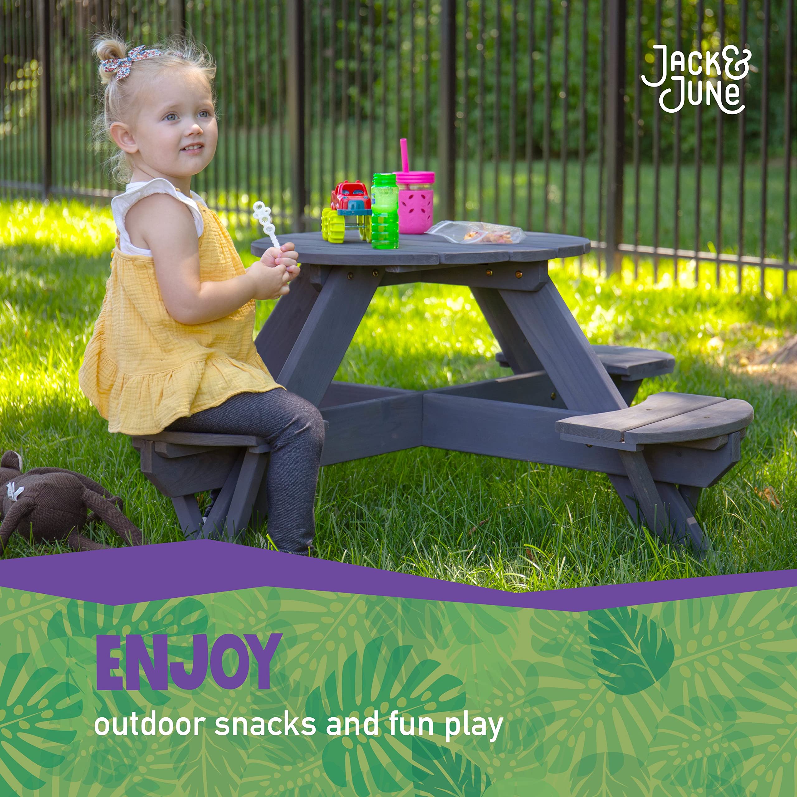 Jack & June Circular Cedar Picnic Table – 100% Natural Cedar Wood – Weatherproof Outdoor Furniture – Perfect for Backyard, Patio, Garden Dining and Entertaining – Ideal for BBQs, Parties and Family Gatherings