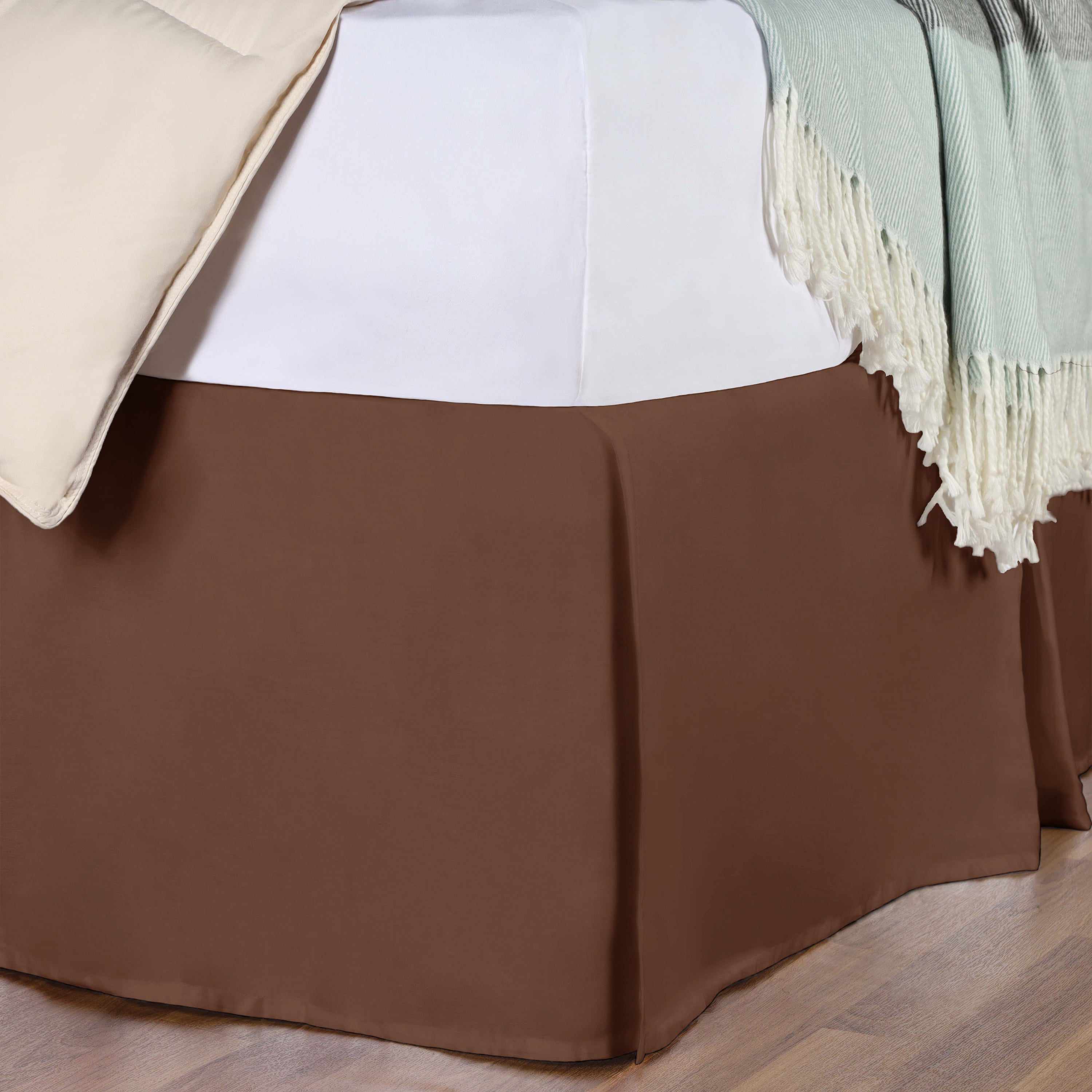 Saltaire 100% Egyptian Cotton Bed Skirt with Split Corners - Luxury Fitted Dust Ruffle for Queen/King Size Beds | Perfect for Hotel-Style Bedroom Decor & Guest Room Makeovers