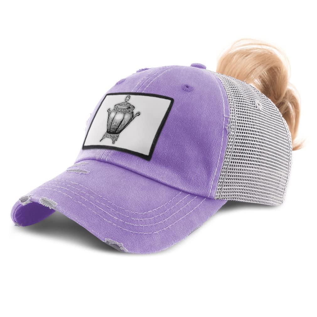 Women's High Ponytail Cap - Cotton Patch Trucker Hat for Kitchen & Home | Perfect for Cooking, Baking, and Casual Outdoor Wear