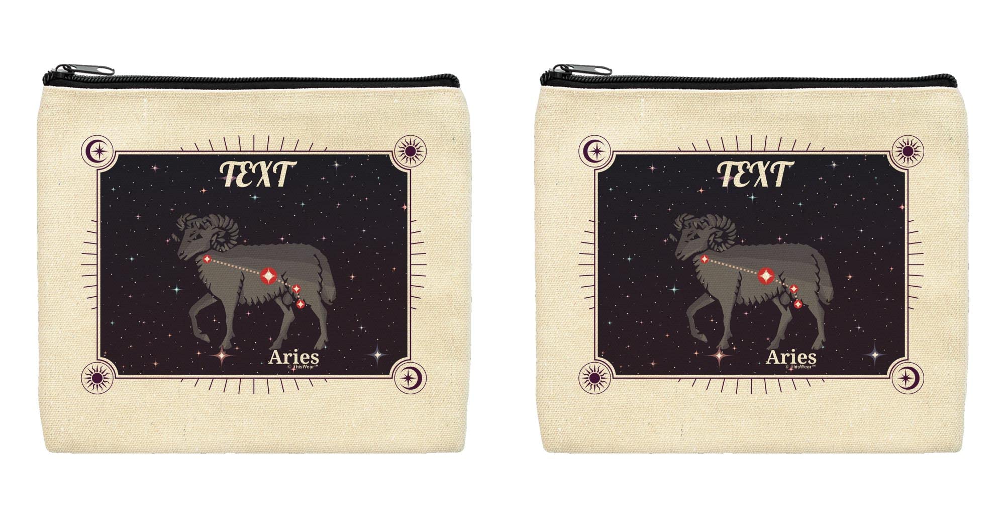 Personalized Aries Cosmetic Bags - Zodiac Gift for Men - Travel & Gym Use