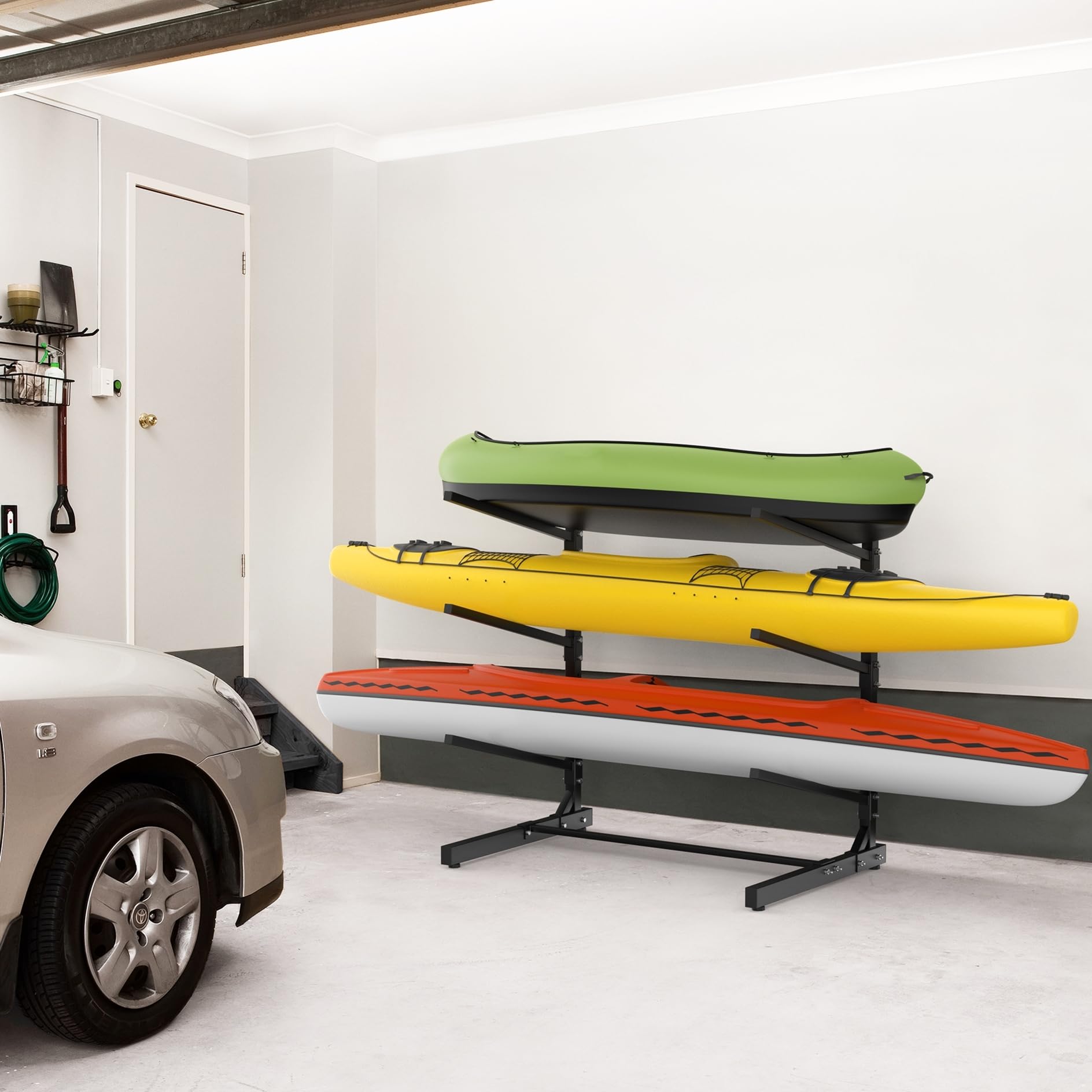 Heavy-Duty Adjustable Freestanding Kayak Storage Rack - Garage Kayak Stand for Secure Boat & Canoe Organization | Perfect for Home, Outdoor & RV Storage