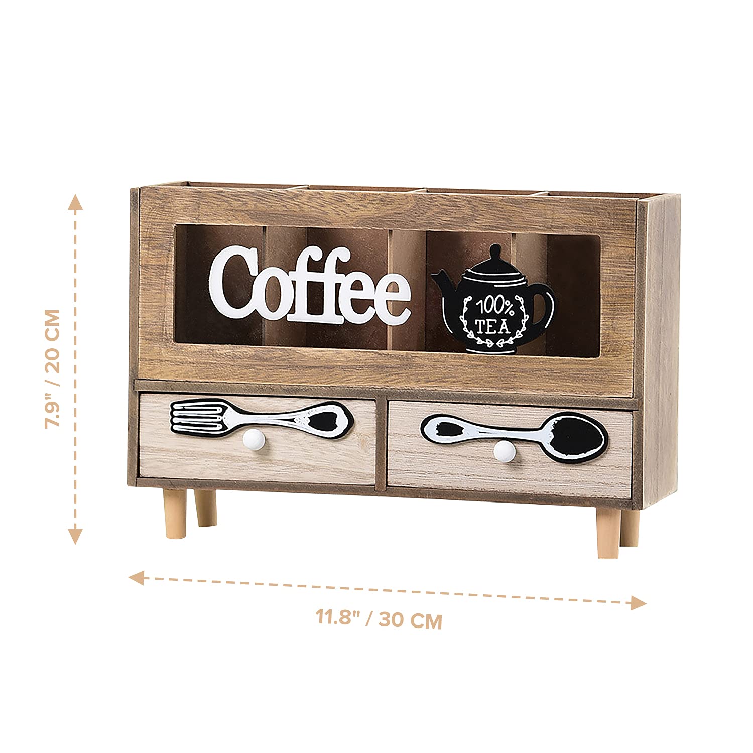 Premium Wooden Coffee Station Organizer - 11.8