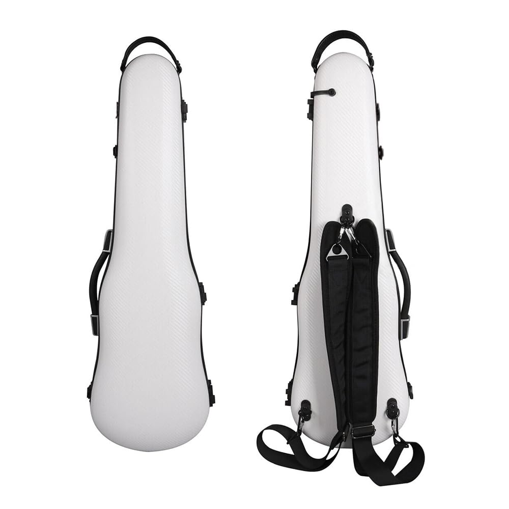 Premium 4/4 Full Size Carbon Fiber Violin Case - Lightweight Hard Shell with Scratch-Resistant Protection, Backpack Straps for Travel (White) - Perfect for Musicians, Students & Airplane Transport